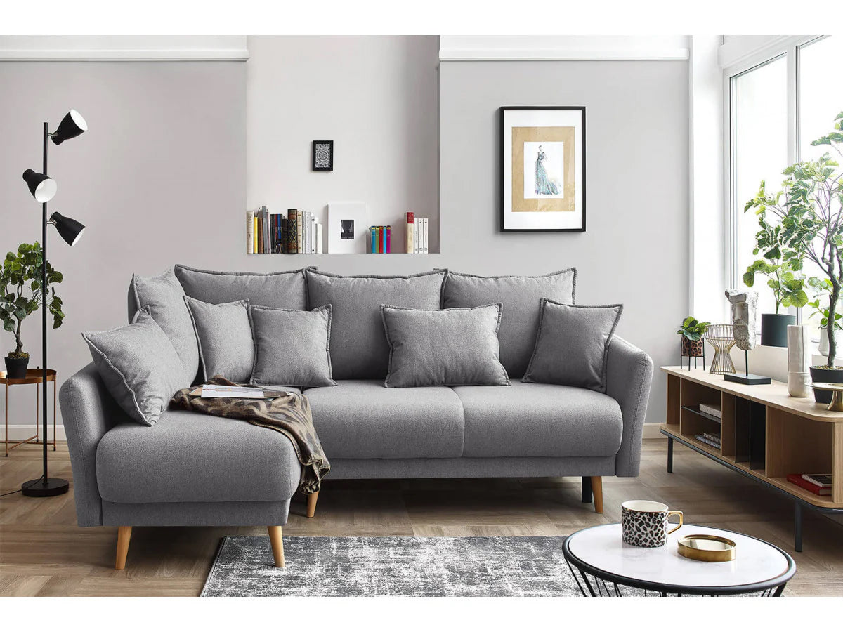 Colțar Extensibil JULIET, cu ladă de depozitare, variante stânga/dreapta, 240x166x95 cm - Prestigehome.ro - Canapea - Prestige #color_Gri-Deschis-Loft