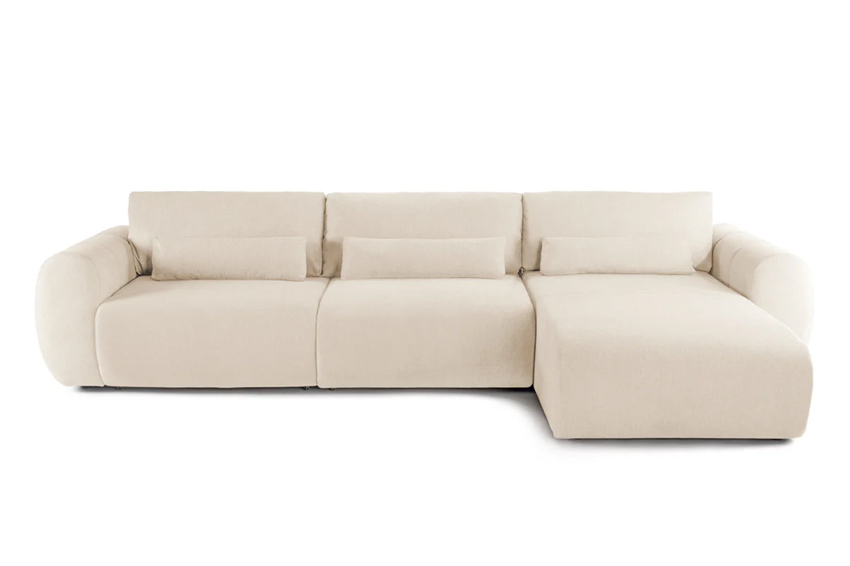 Colțar Extensibil VERSA, cu 2 lăzi depozitare, șezlong interschimbabil, 357x190x87 cm, #color_Crem-Loft