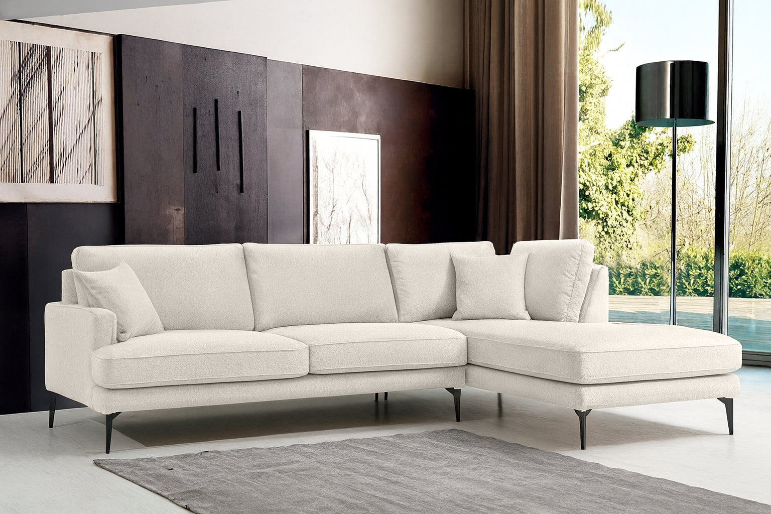 Colțar Fix AZURRO, cu ladă de depozitare, 280x90/180x85 cm - Prestigehome.ro - Colțar - Prestige #color_Crem-Mystery