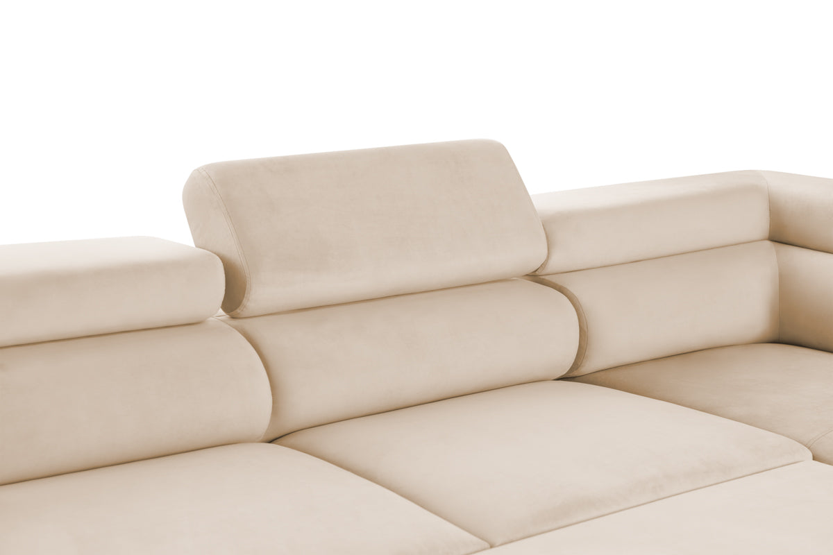 Colțar Extensibil, în formă de U, TIME, cu 2 lăzi de depozitare, cu tetiere reglabile, 360x220x95 cm #color_Bej-Velluto