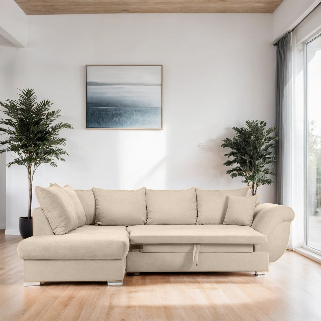 Colțar Extensibil SANTOS, variante stânga/dreapta, 295x215x80 cm, Prestigehome.ro, #color_Bej-enjoy