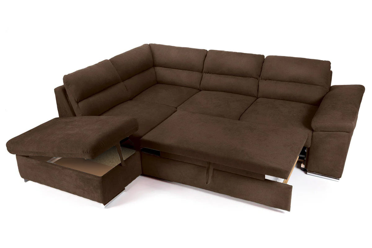 Coltar Extensibil ALONSO, cu lada de depozitare, variante stanga/dreapta 265x220x85 cm, Rosu - Prestigehome.ro - Coltare - Prestige - #variante coltar_stanga #color_maro-enjoy