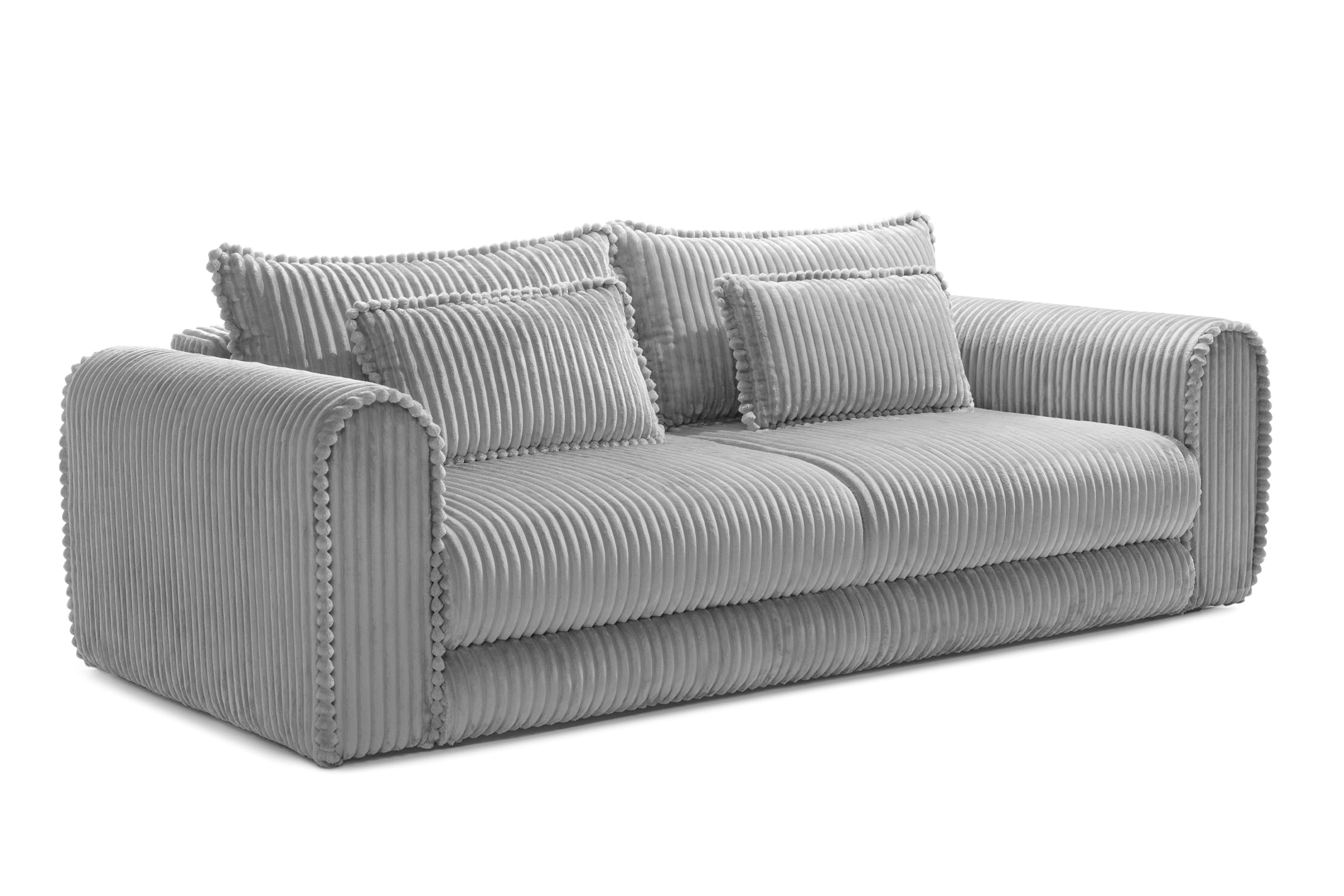 Canapea Extensibilă 3 locuri FELLINI, cu ladă depozitare, 243x108x90 cm, #color_Gri-Deschis-Tilia