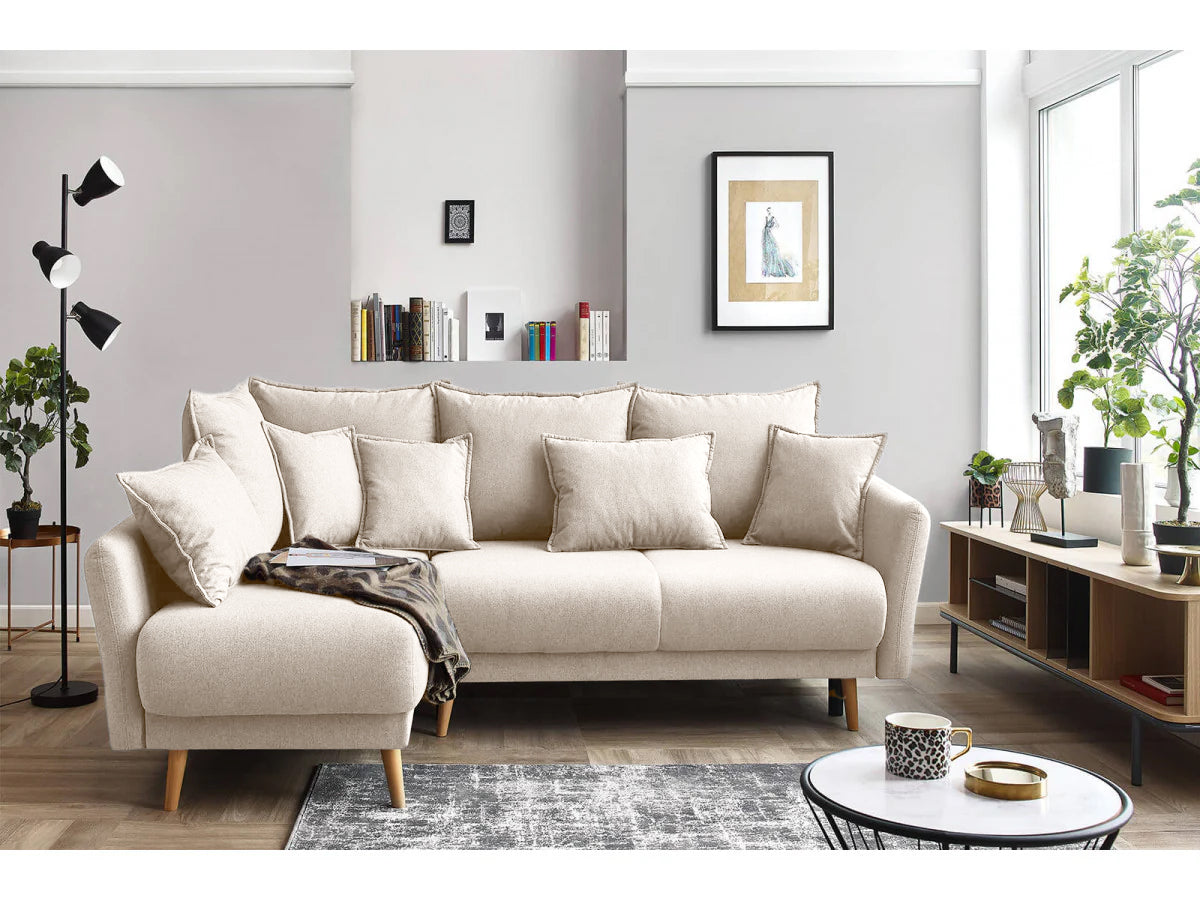 Colțar Extensibil JULIET, cu ladă de depozitare, variante stânga/dreapta, 240x166x95 cm - Prestigehome.ro - Canapea - Prestige #color_Crem-Loft