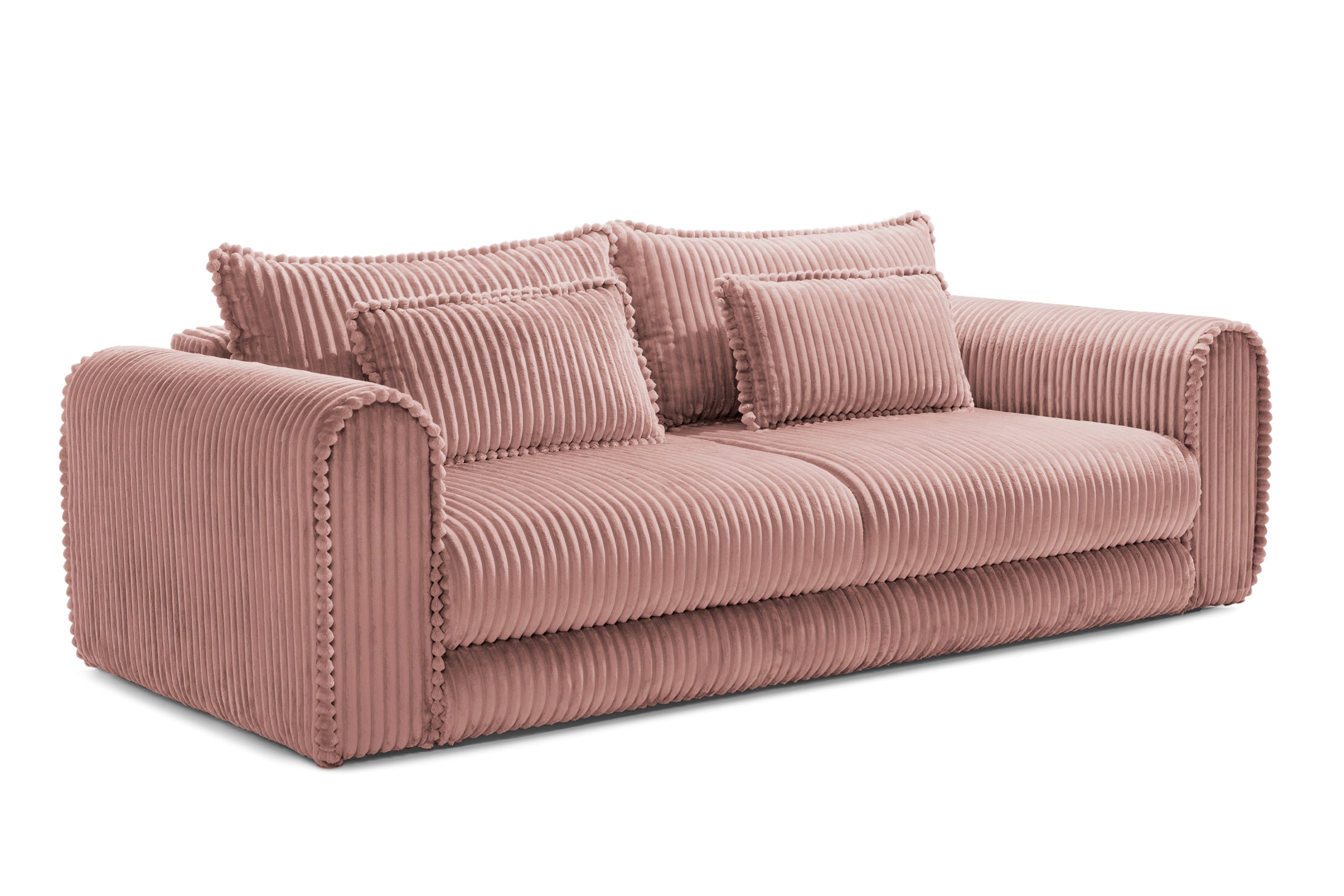 Canapea Extensibilă 3 locuri FELLINI, cu ladă depozitare, 243x108x90 cm, #color_Roz-Tilia