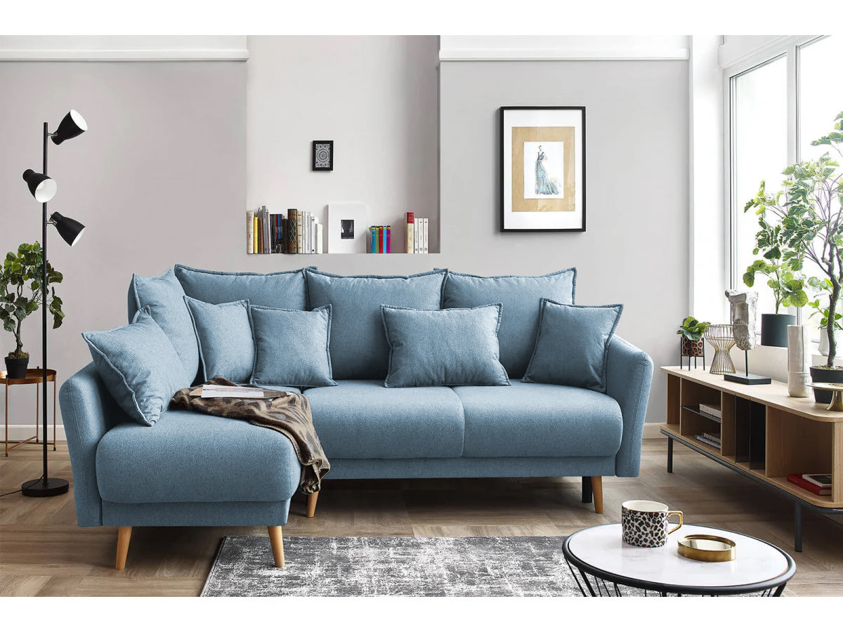 Colțar Extensibil JULIET, cu ladă de depozitare, variante stânga/dreapta, 240x166x95 cm - Prestigehome.ro - Canapea - Prestige #color_Albastru-Loft