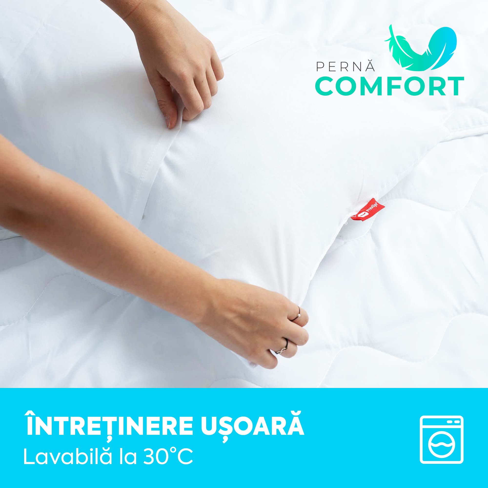 Pernă Comfort cu microfibră, husă microfibră, 50x70 cm-Pernă-Prestige Home-Prestige Home