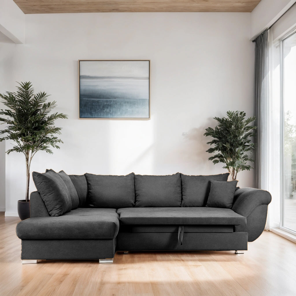 Colțar Extensibil SANTOS, variante stânga/dreapta, 295x215x80 cm, Prestigehome.ro, #color_gri-inchis-enjoy