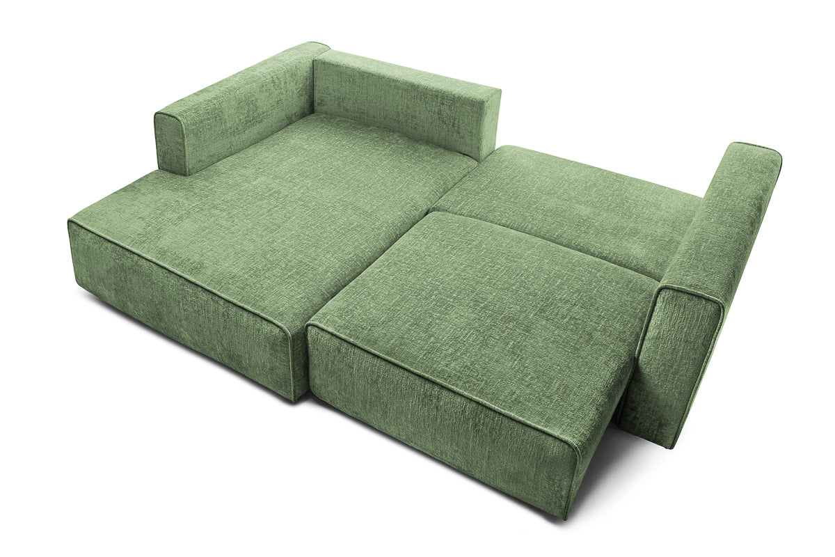 Coltar Extensibil 3 locuri ZANETTO, cu lada de depozitare, 240x160x70 cm, #color_Verde-Onyx