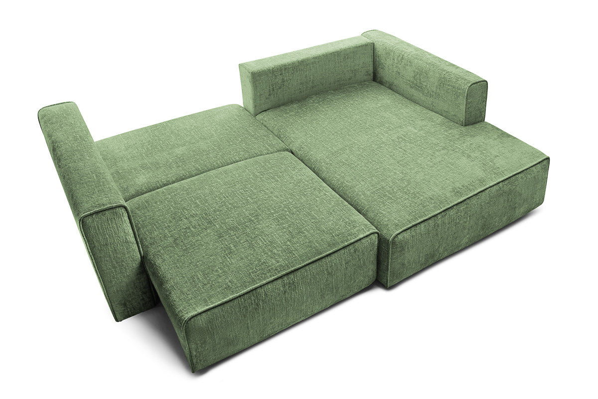 Coltar Extensibil 3 locuri ZANETTO, cu lada de depozitare, 240x160x70 cm, #color_Verde-Onyx