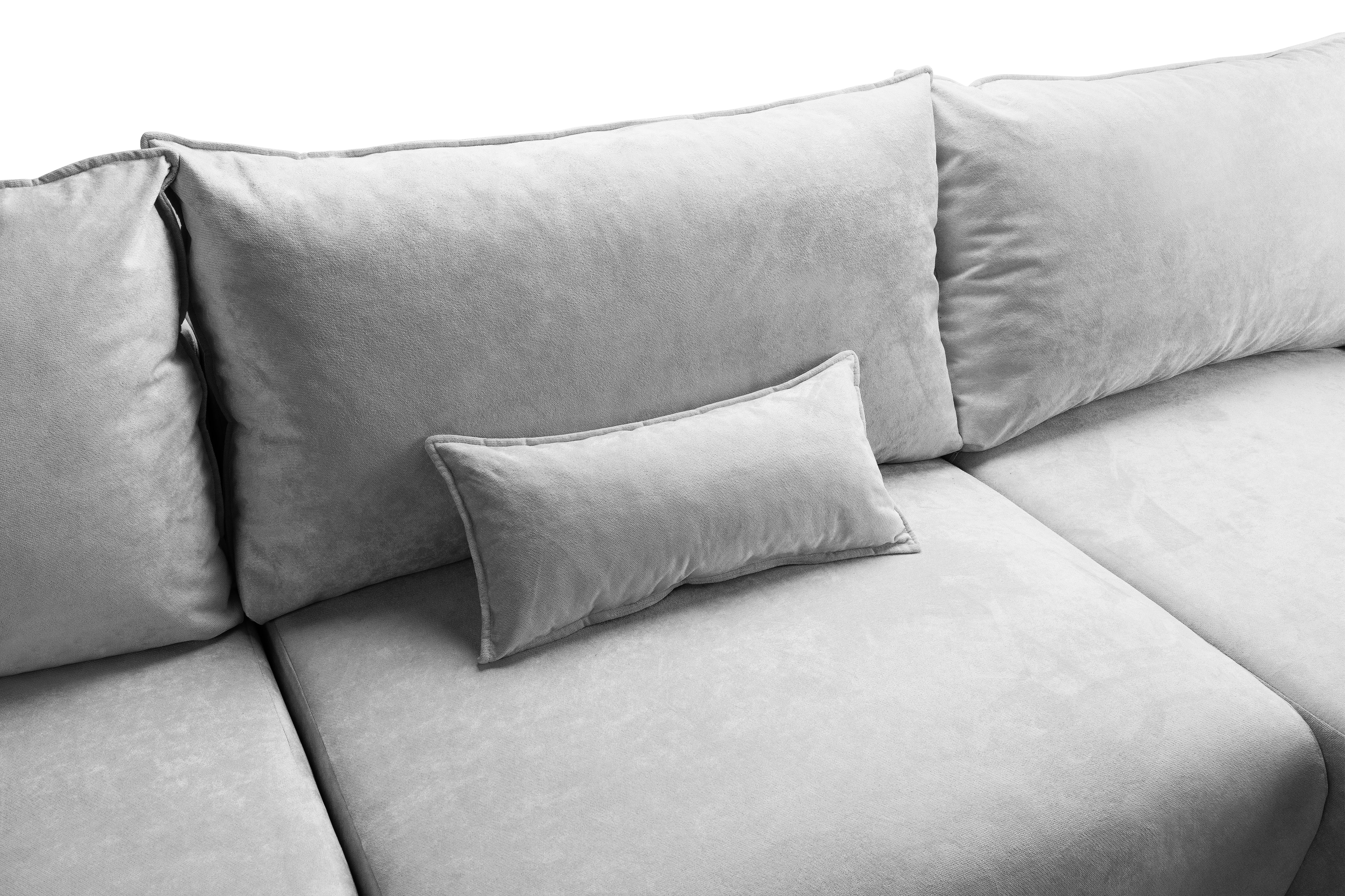 Colțar Extensibil OSAKA, cu 2 lăzi depozitare, șezlong interschimbabil, 338x190x87 cm, #color_Gri-Deschis-Havana