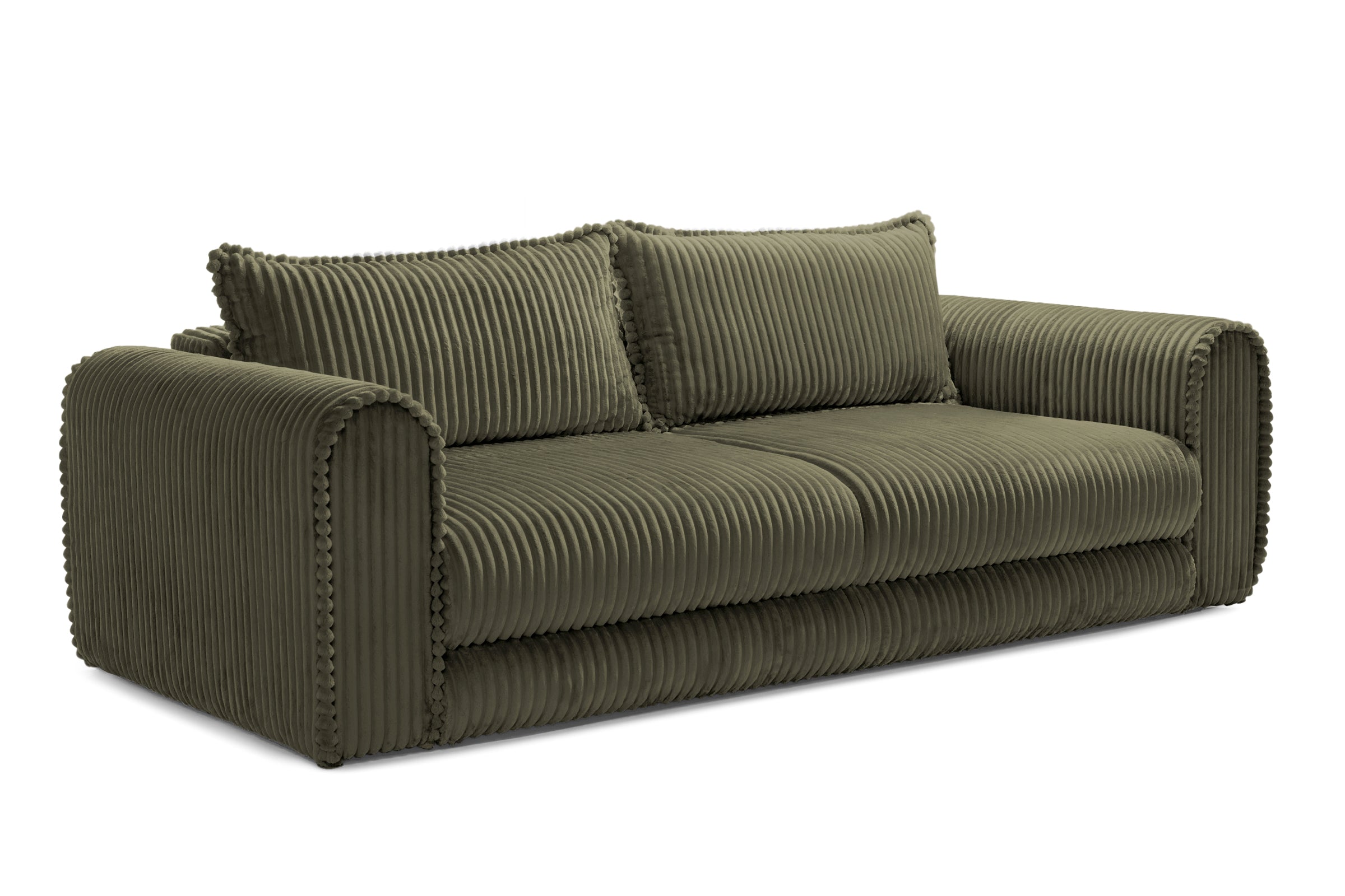 Canapea Extensibilă 3 locuri FELLINI, cu ladă depozitare, 243x108x90 cm, #color_Verde-Olive-Tilia