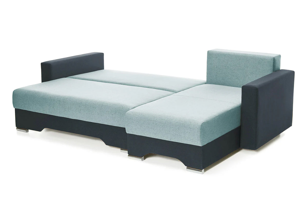 Coltar Extensibil 3 locuri Cesar, cu lada de depozitare, 247x160x85 cm - Prestigehome.ro - Coltar - Prestige #color_menta-albastru