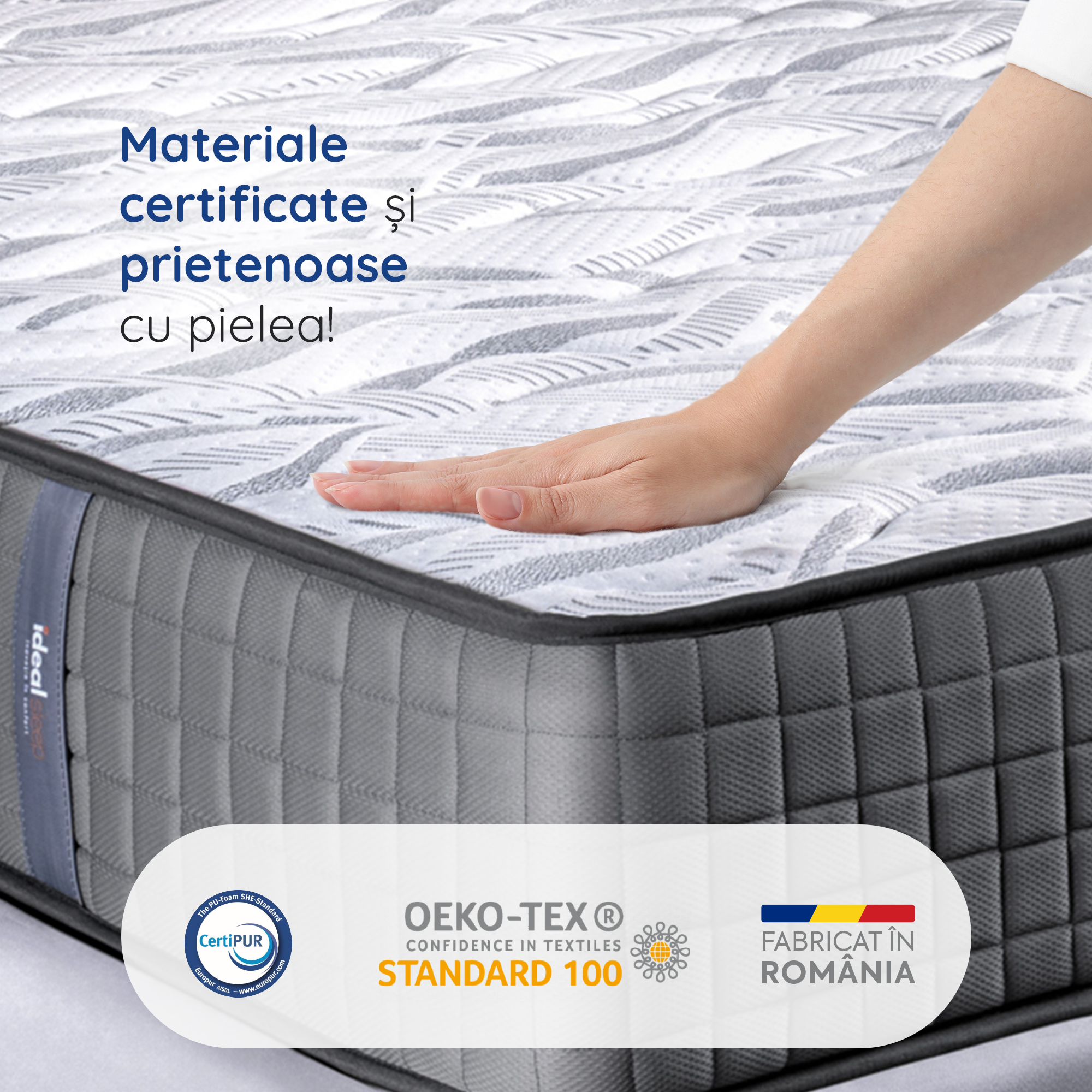 Saltea Ideal Sleep WAVE POCKET, Arcuri individuale, spumă poliuretanică în straturi, superortopedică, Grosime 25 cm