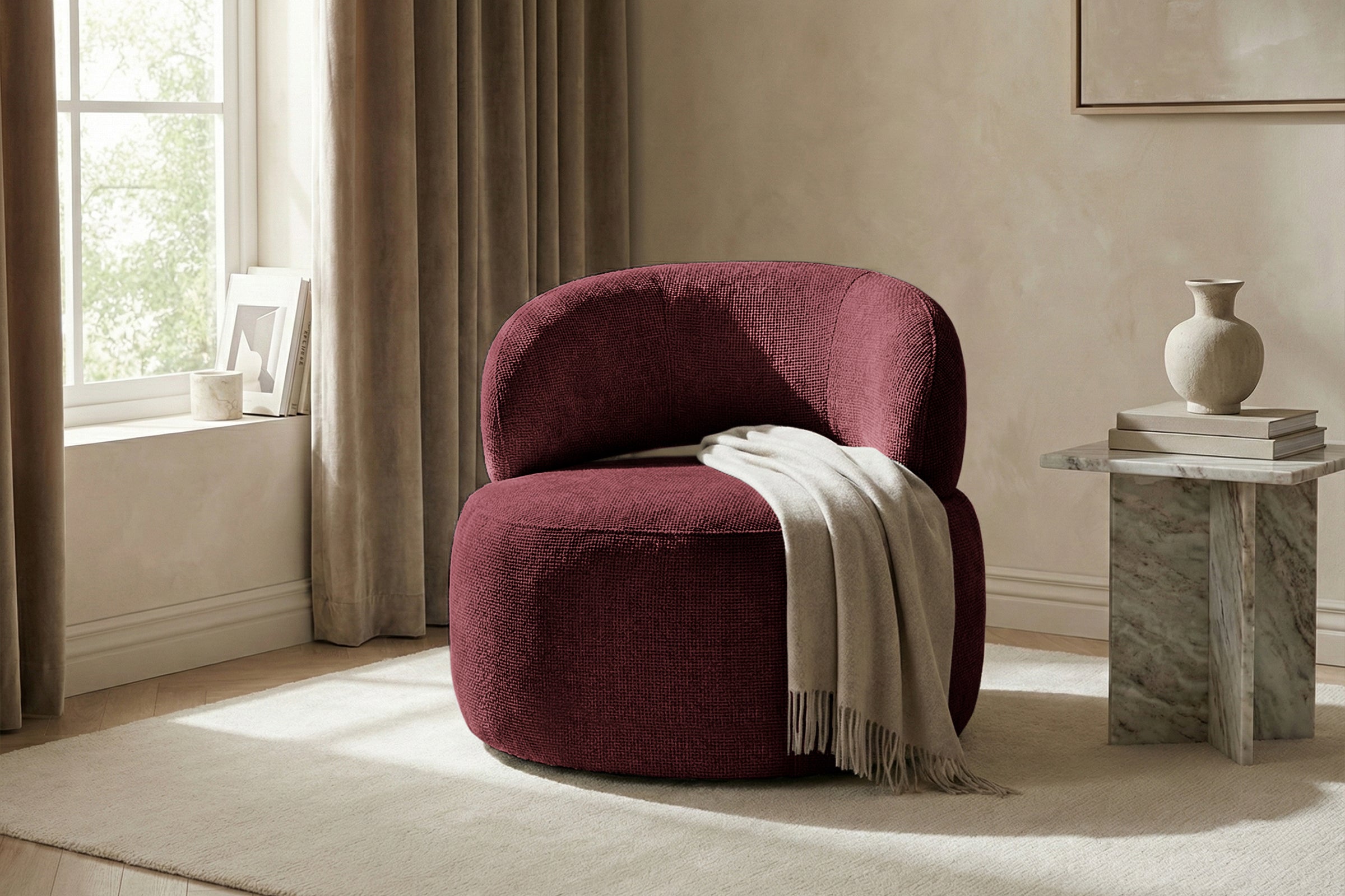 Fotoliu Moon, tetieră reglabilă, suport lombar, #color_Chianti-Eden