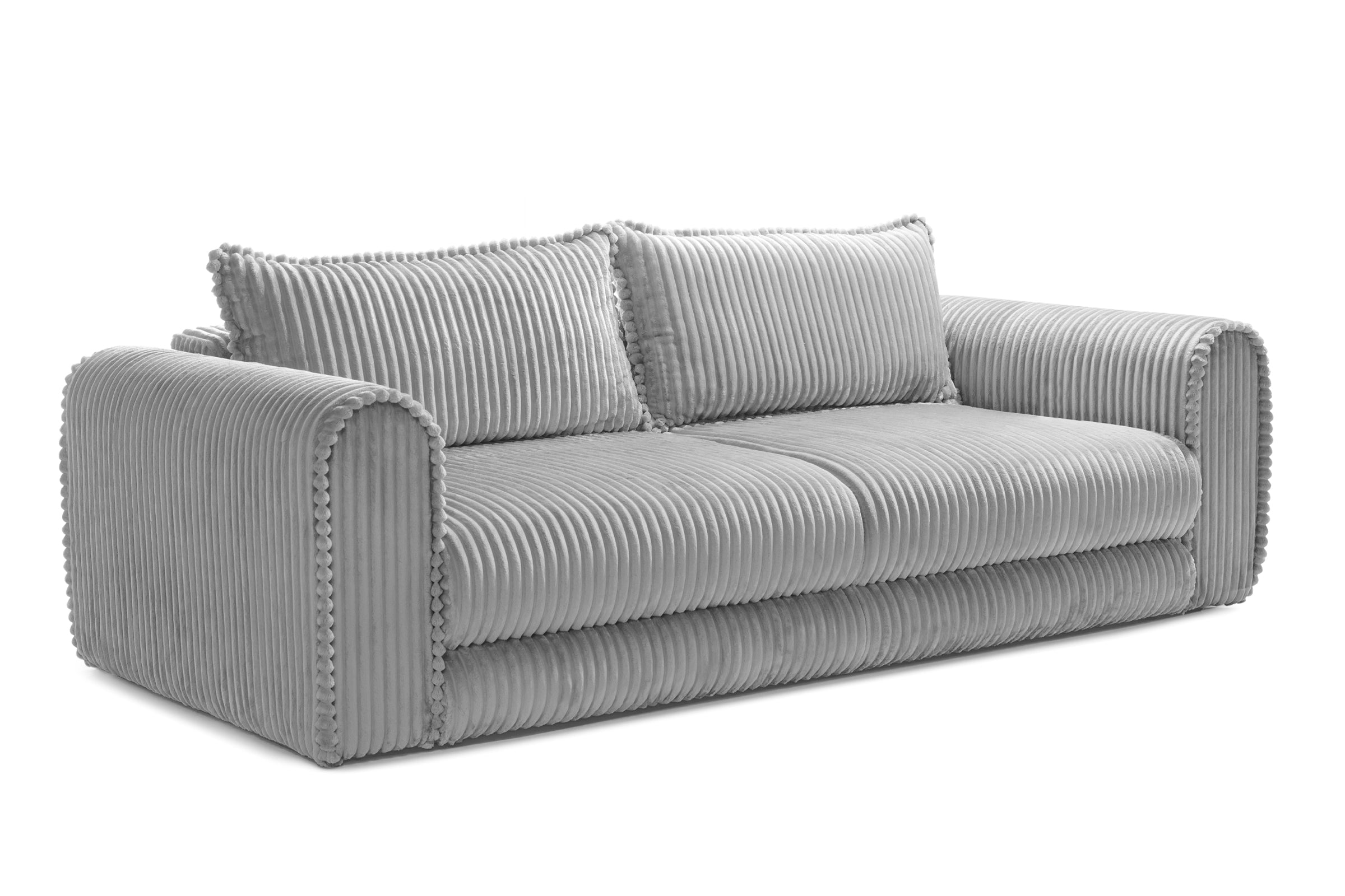 Canapea Extensibilă 3 locuri FELLINI, cu ladă depozitare, 243x108x90 cm, #color_Gri-Deschis-Tilia