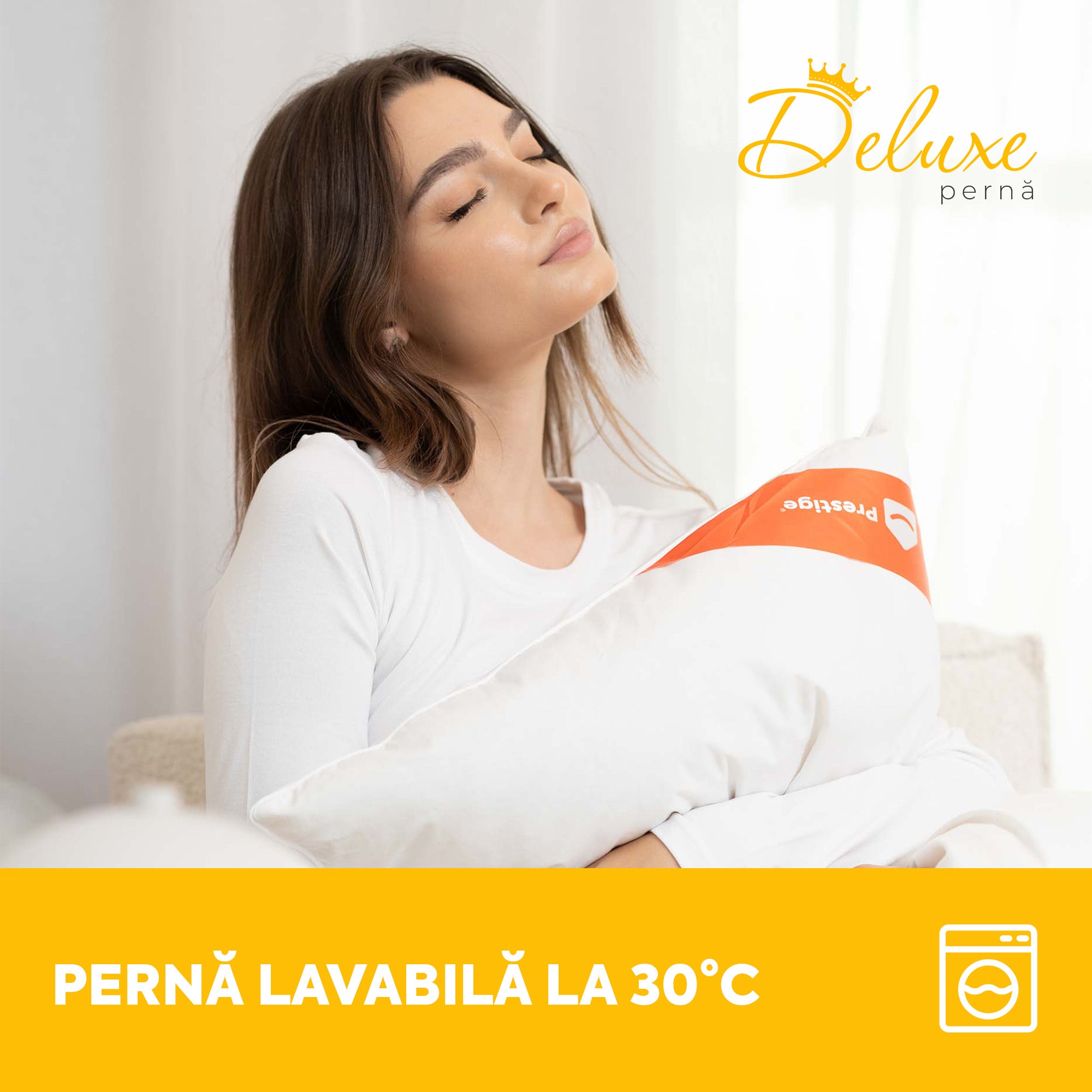 Set 2 x Perne Deluxe cu pene și puf de gâscă, husă bumbac, 50x70 cm-Seturi Perne-Prestige Home-Prestige Home