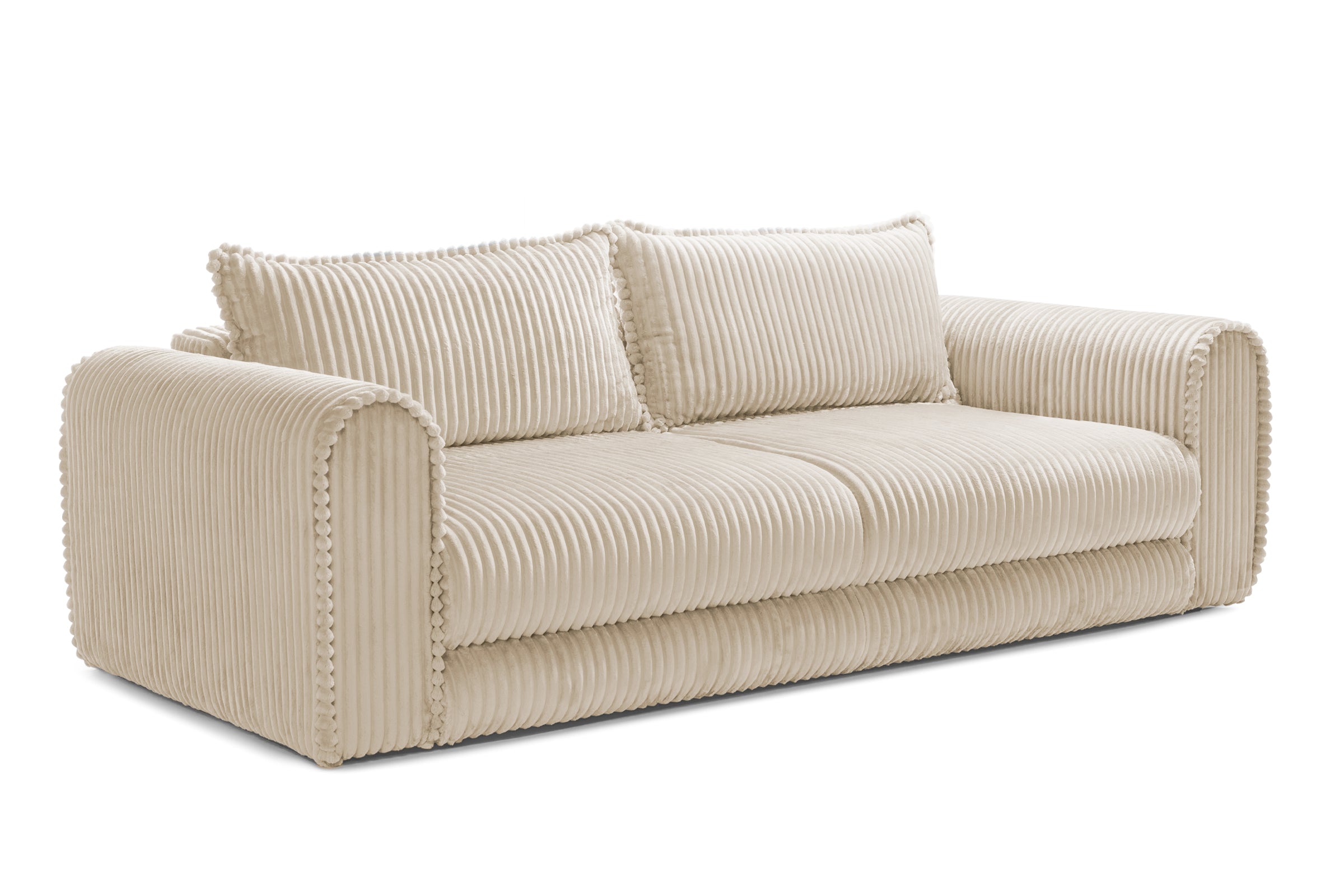 Canapea Extensibilă 3 locuri FELLINI, cu ladă depozitare, 243x108x90 cm, #color_Crem-Tilia