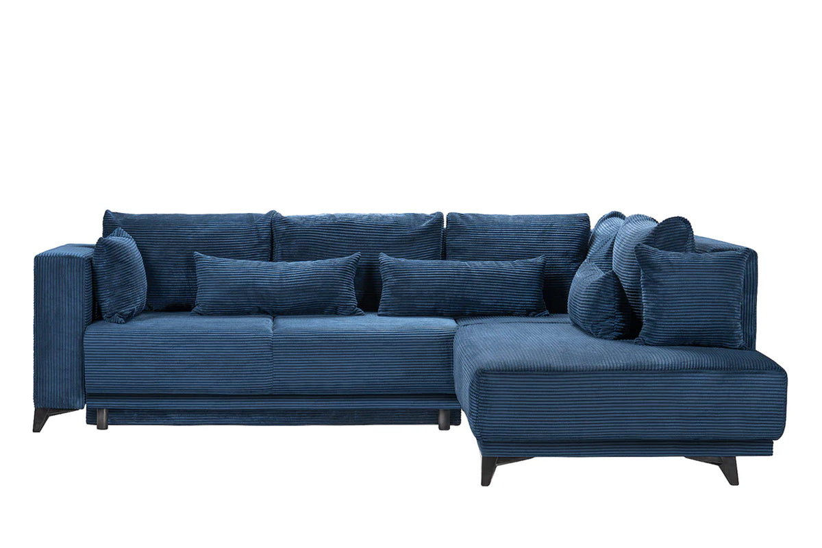 Colțar Extensibil NOMAD, cu ladă de depozitare, variante stânga/dreapta 280x215x90 cm, Prestigehome.ro, #color_Albastru-Zoom