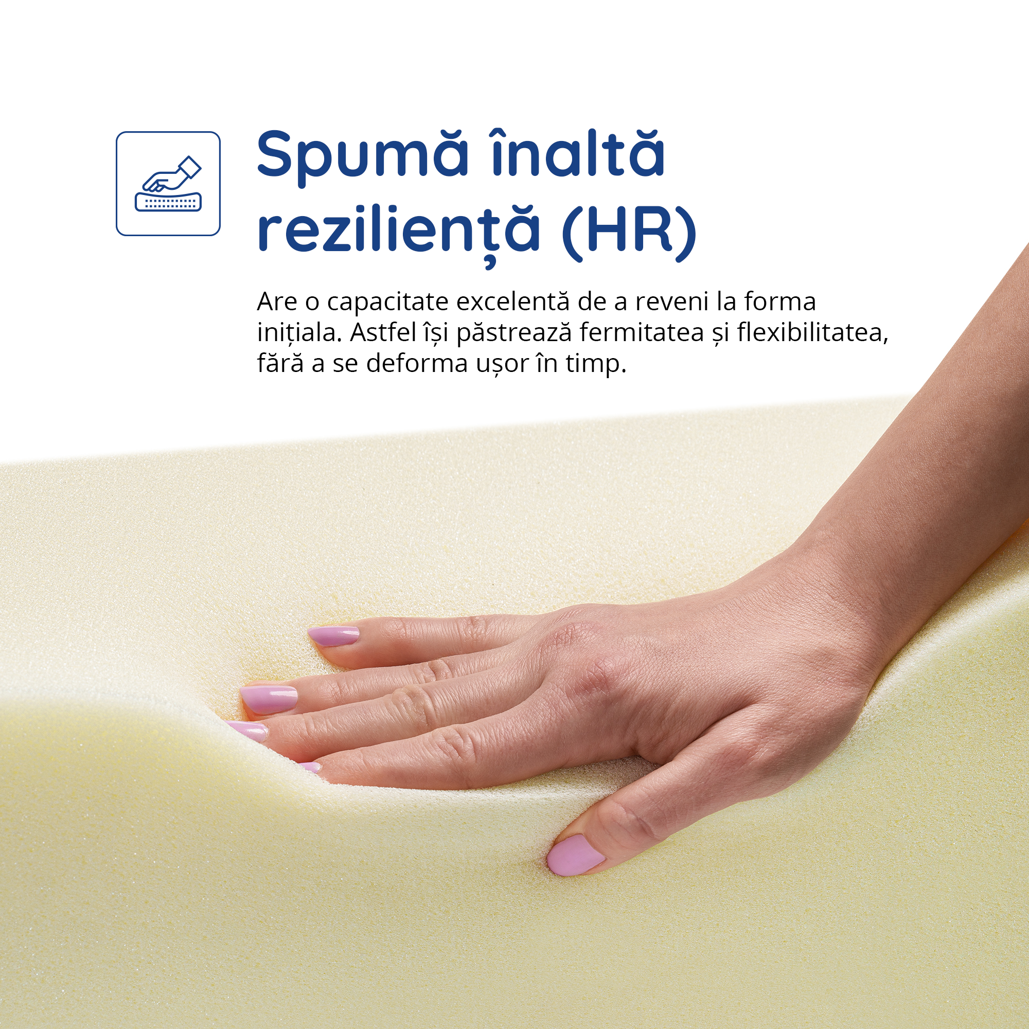 Saltea Ideal Sleep PERFECT COMFORT 4 in 1, spumă poliuretanica de susținere, spumă High Resilience, spumă cu memorie, husă detașabilă și lavabilă, superortopedică, Grosime 22 cm