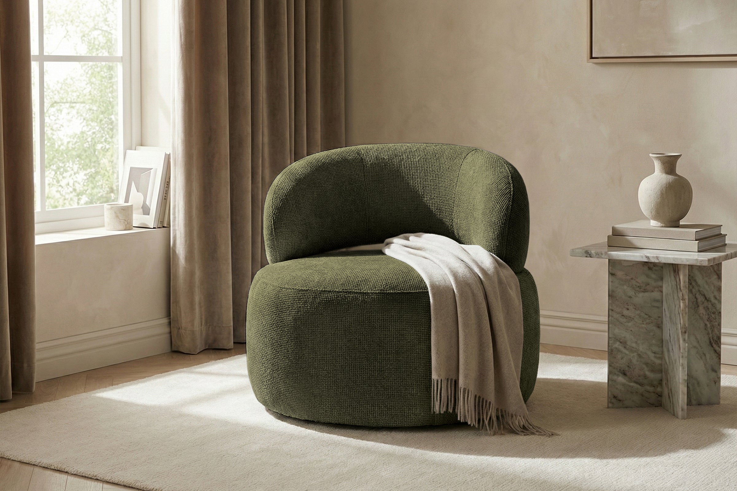 Fotoliu Moon, tetieră reglabilă, suport lombar, #color_Verde-Olive-Eden