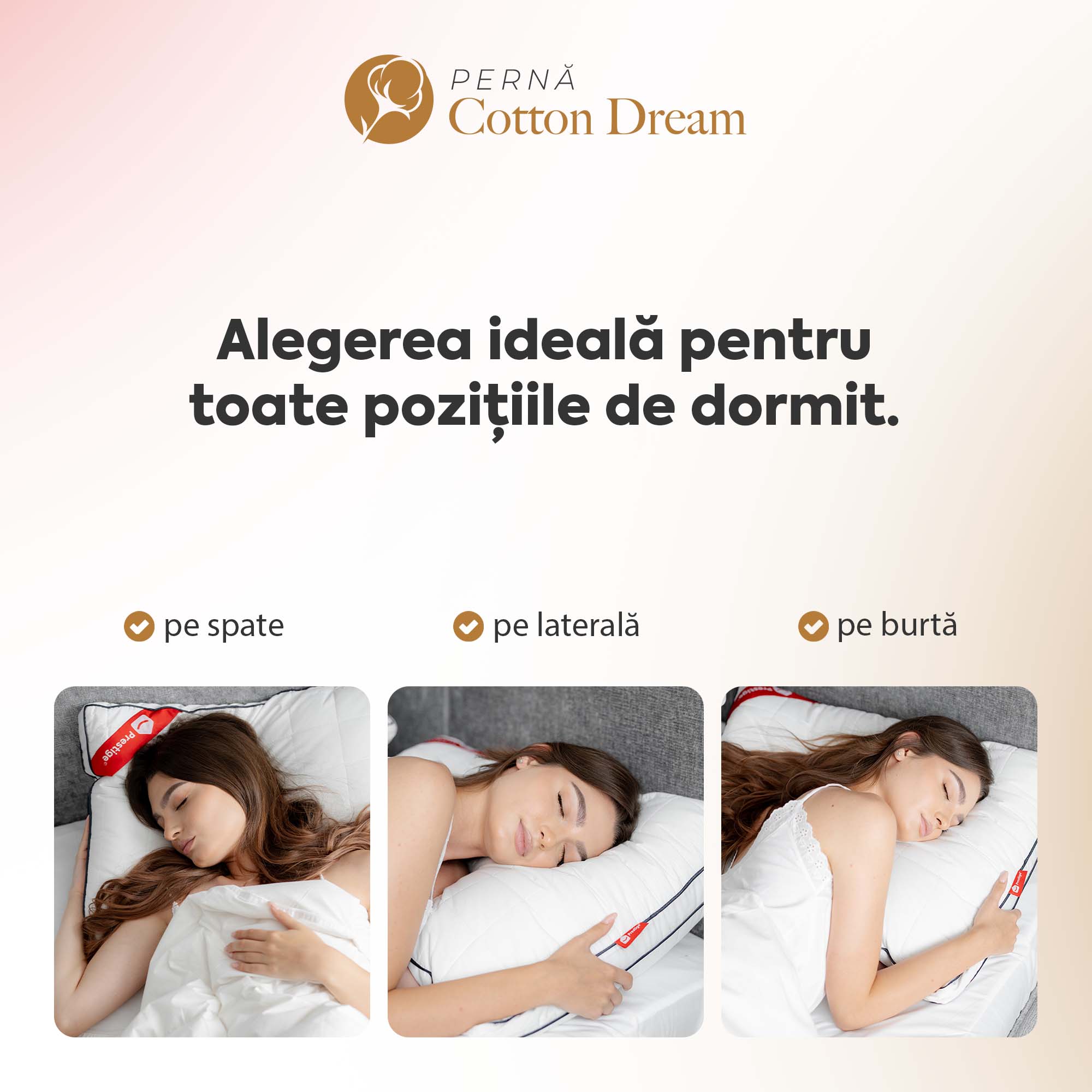 Pernă Cotton Dream cu microfibră, husă bumbac, 50x70 cm-Pernă-Prestige Home-Prestige Home