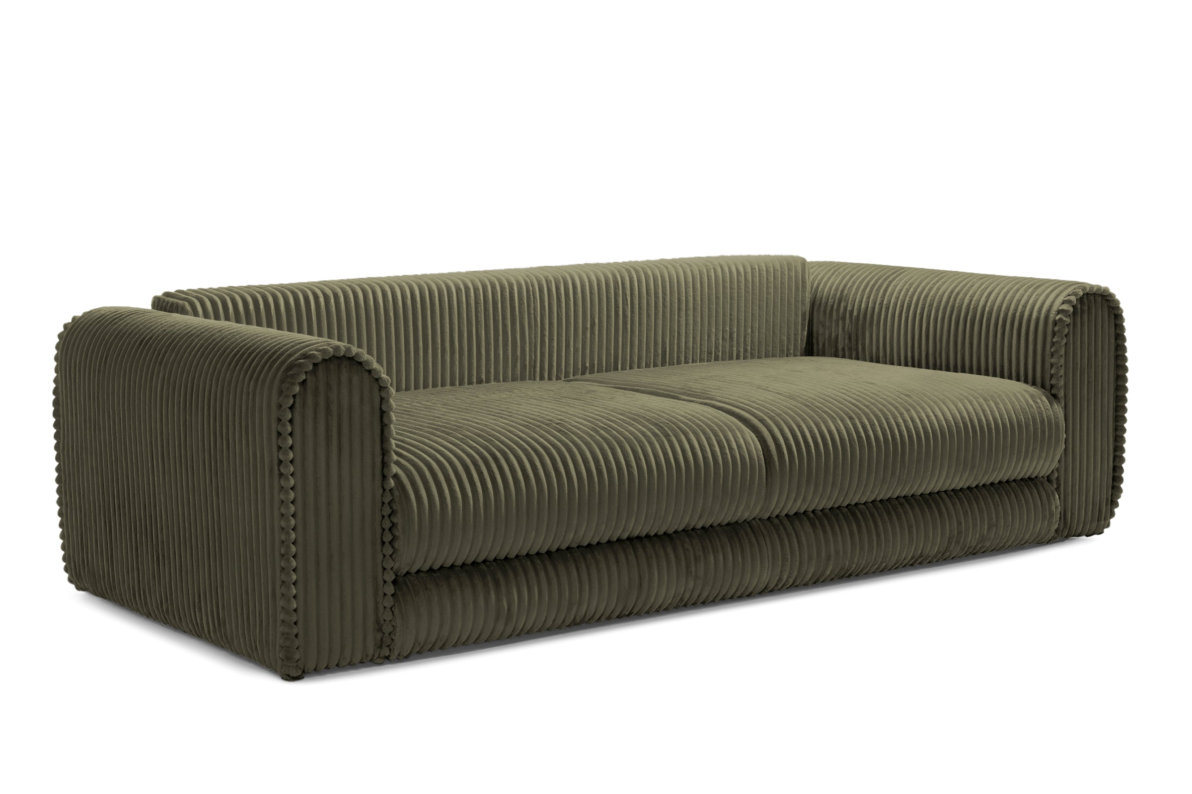 Canapea Extensibilă 3 locuri FELLINI, cu ladă depozitare, 243x108x90 cm, #color_Verde-Olive-Tilia