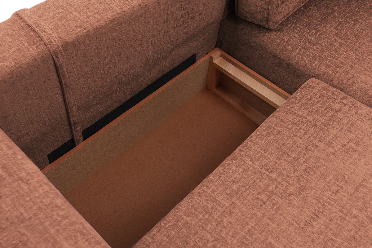 Coltar Extensibil 3 locuri ZANETTO, cu lada de depozitare, 240x160x70 cm, #color_Bordeaux-Onyx