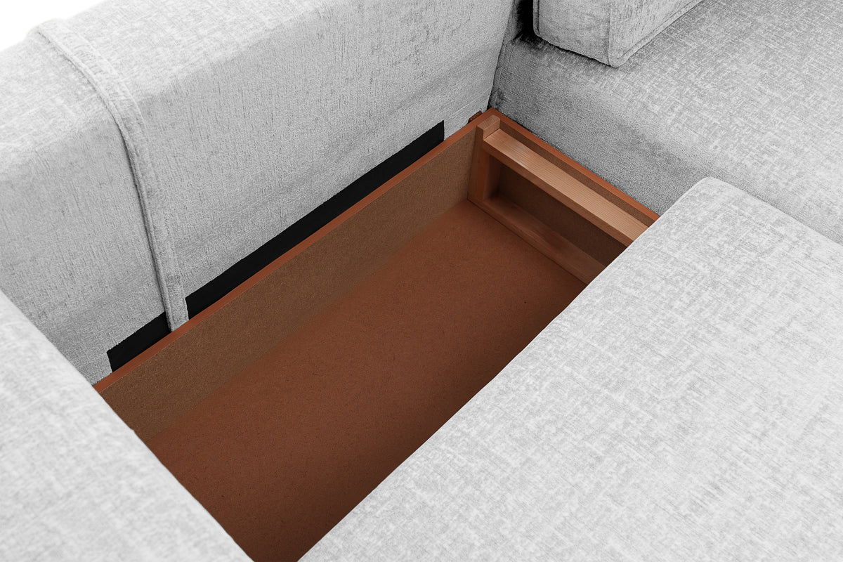 Coltar Extensibil 3 locuri ZANETTO, cu lada de depozitare, 240x160x70 cm, #color_Gri-Argintiu-Onyx