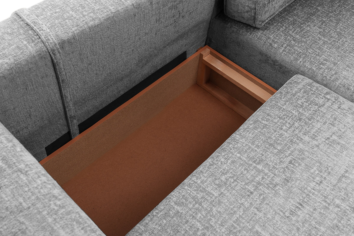 Coltar Extensibil 3 locuri ZANETTO, cu lada de depozitare, 240x160x70 cm, #color_Gri-Onyx