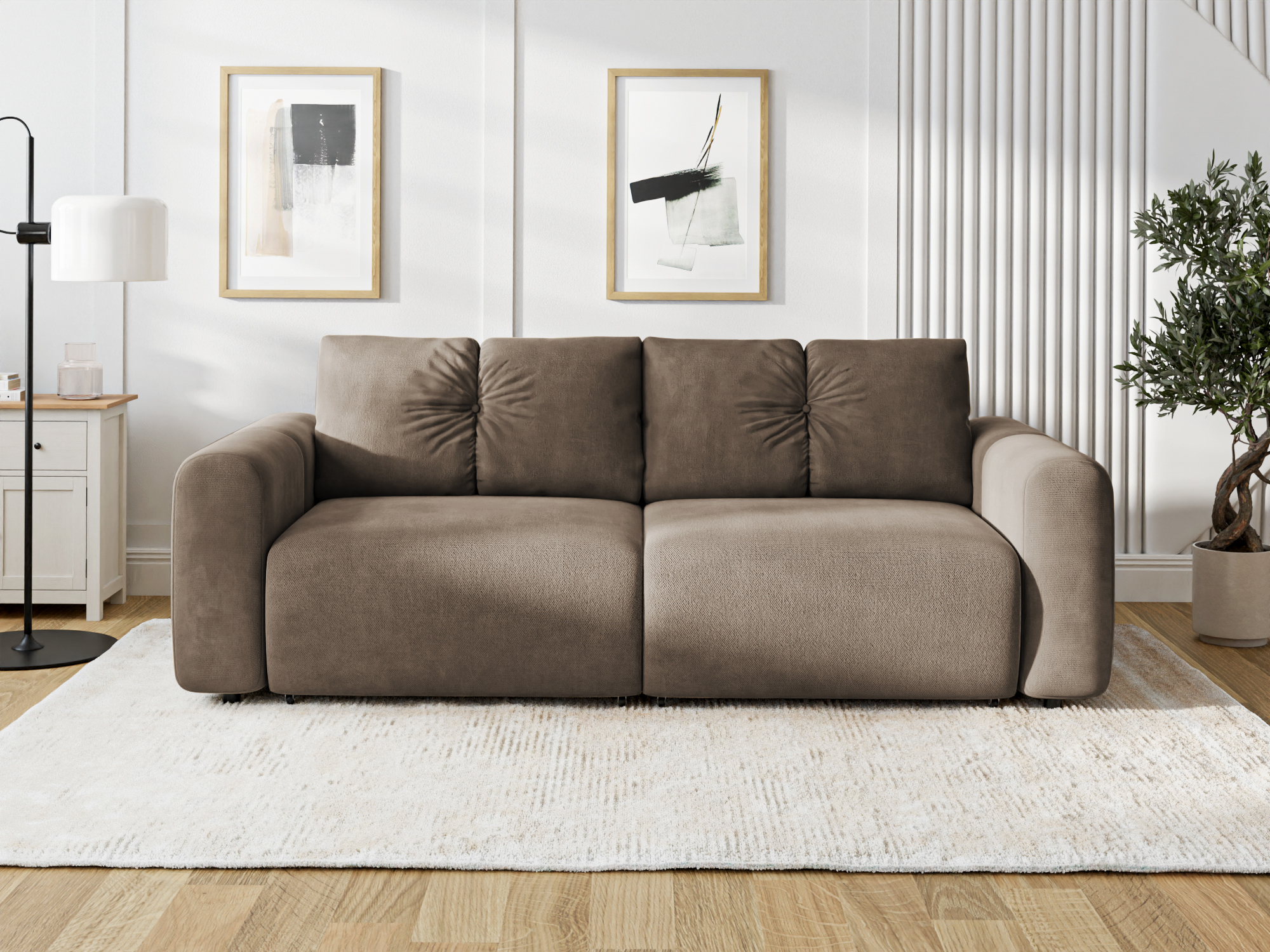 Canapea Extensibilă 3 locuri GEORGIA, cu 2 lăzi depozitare, 248x110x90 cm, #color_Cafe-Havana