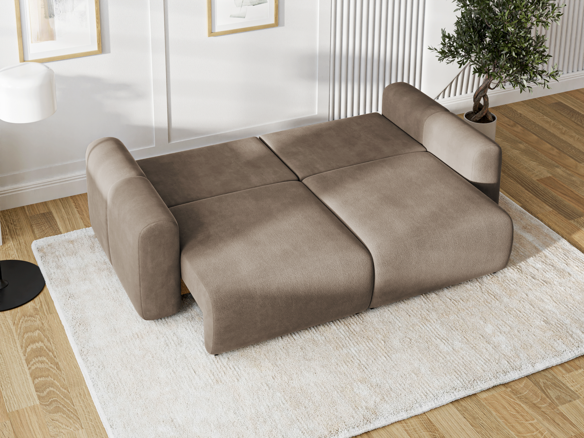 Canapea Extensibilă 3 locuri GEORGIA, cu 2 lăzi depozitare, 248x110x90 cm, #color_Cafe-Havana