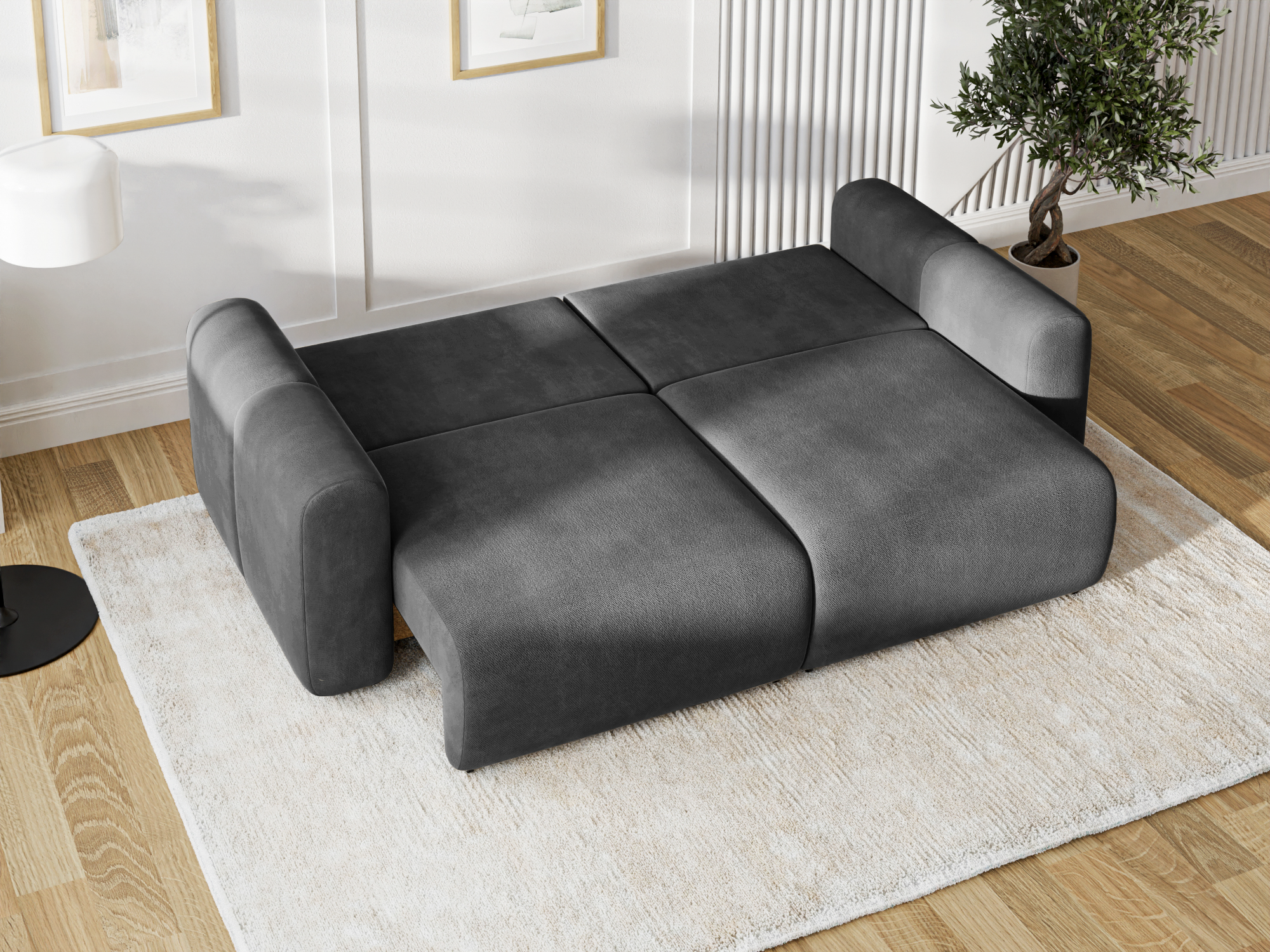 Canapea Extensibilă 3 locuri GEORGIA, cu 2 lăzi depozitare, 248x110x90 cm, #color_Gri-Inchis-Havana