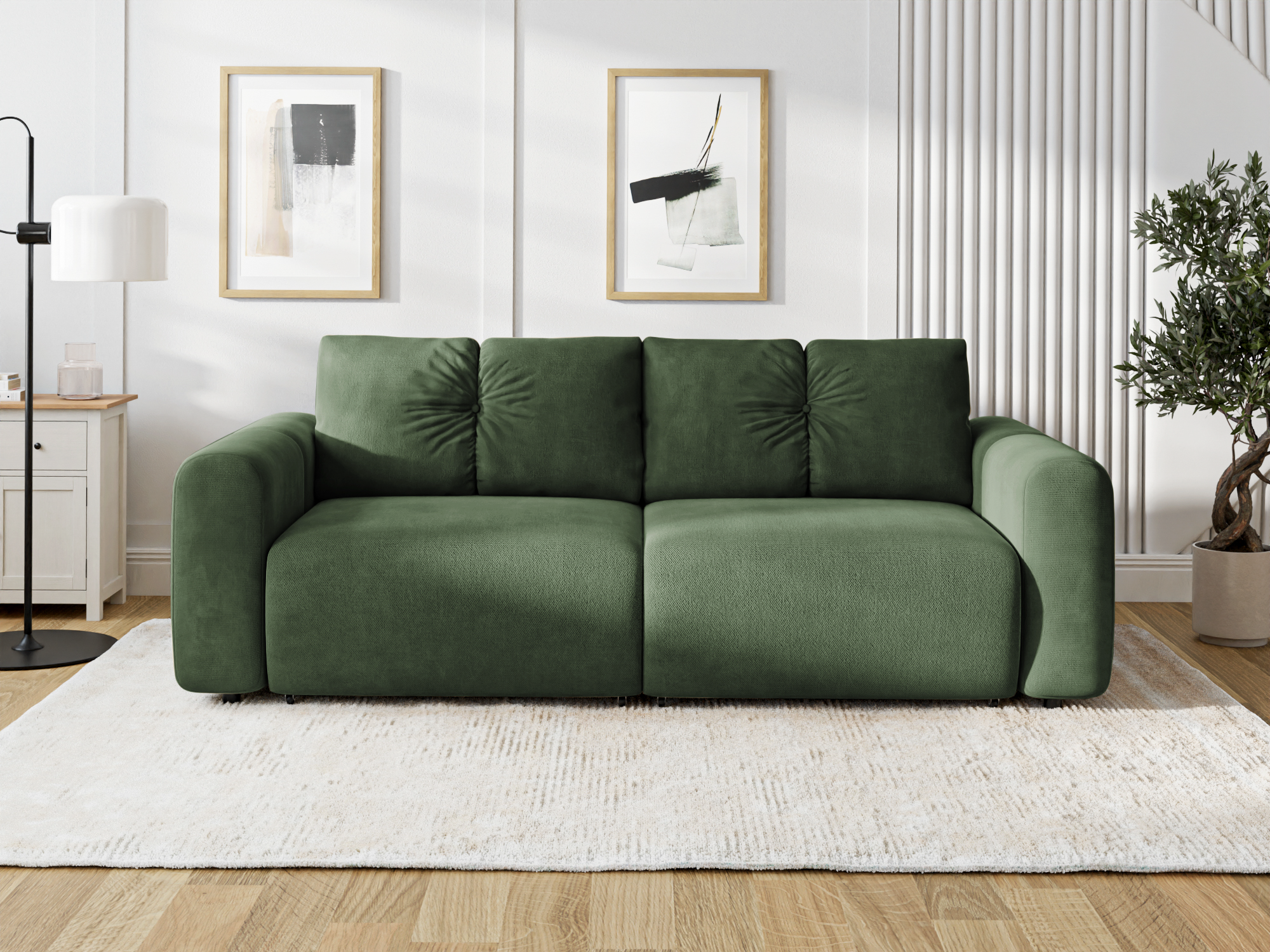 Canapea Extensibilă 3 locuri GEORGIA, cu 2 lăzi depozitare, 248x110x90 cm, #color_Verde-Havana