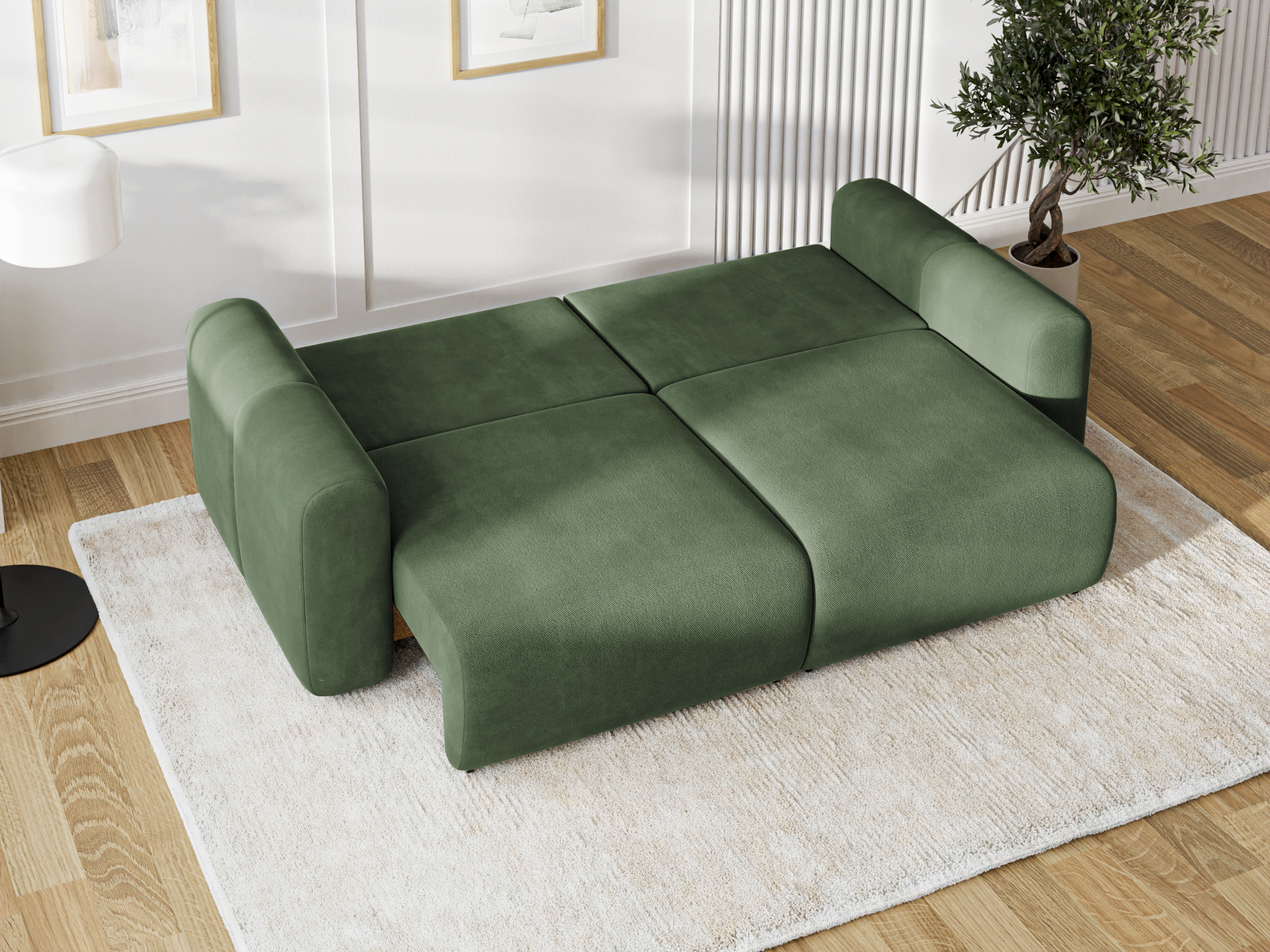 Canapea Extensibilă 3 locuri GEORGIA, cu 2 lăzi depozitare, 248x110x90 cm, #color_Verde-Havana