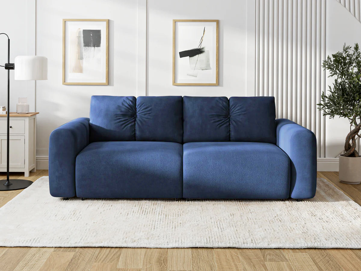 Canapea Extensibilă 3 locuri GEORGIA, cu 2 lăzi depozitare, 248x110x90 cm, #color_Albastru-Havana