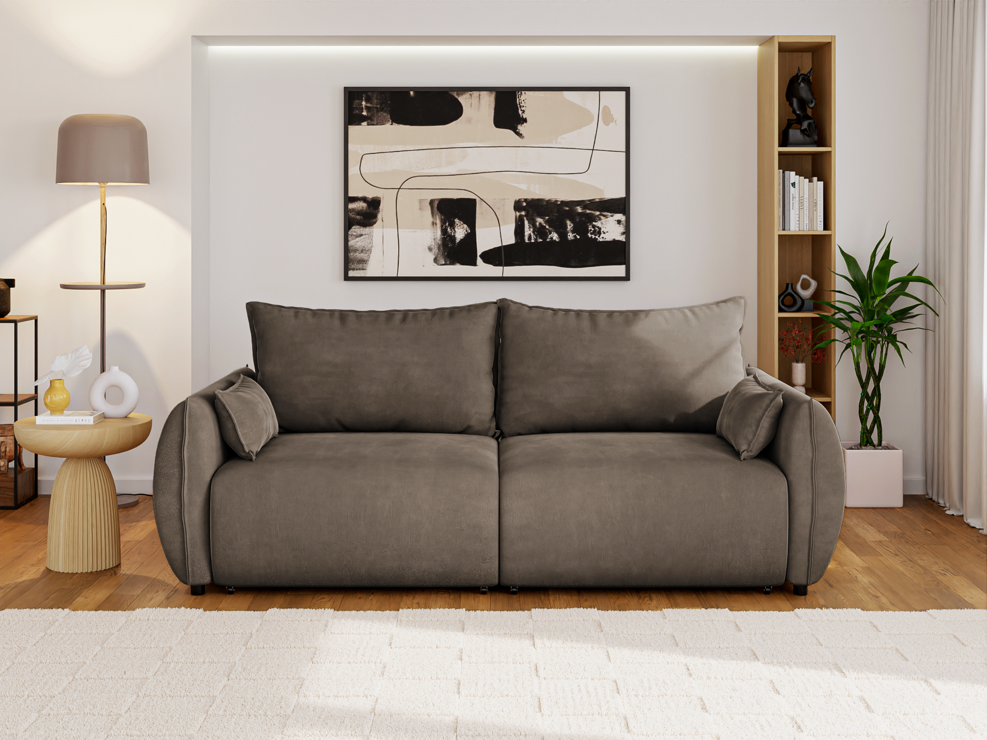 Canapea Extensibilă 3 locuri OSAKA, cu ladă depozitare, 238x110x90 cm #color_Cafe-Havana