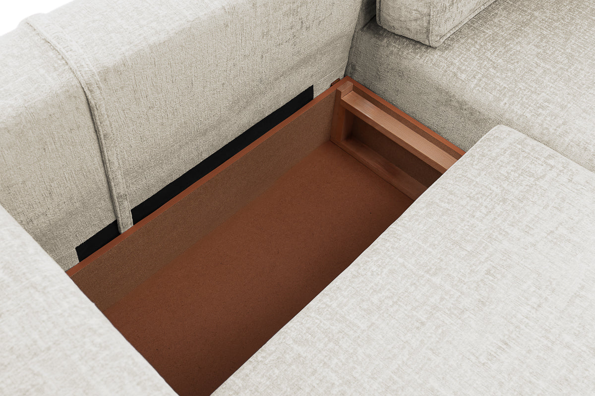 Coltar Extensibil 3 locuri ZANETTO, cu lada de depozitare, 240x160x70 cm, #color_Crem-Onyx