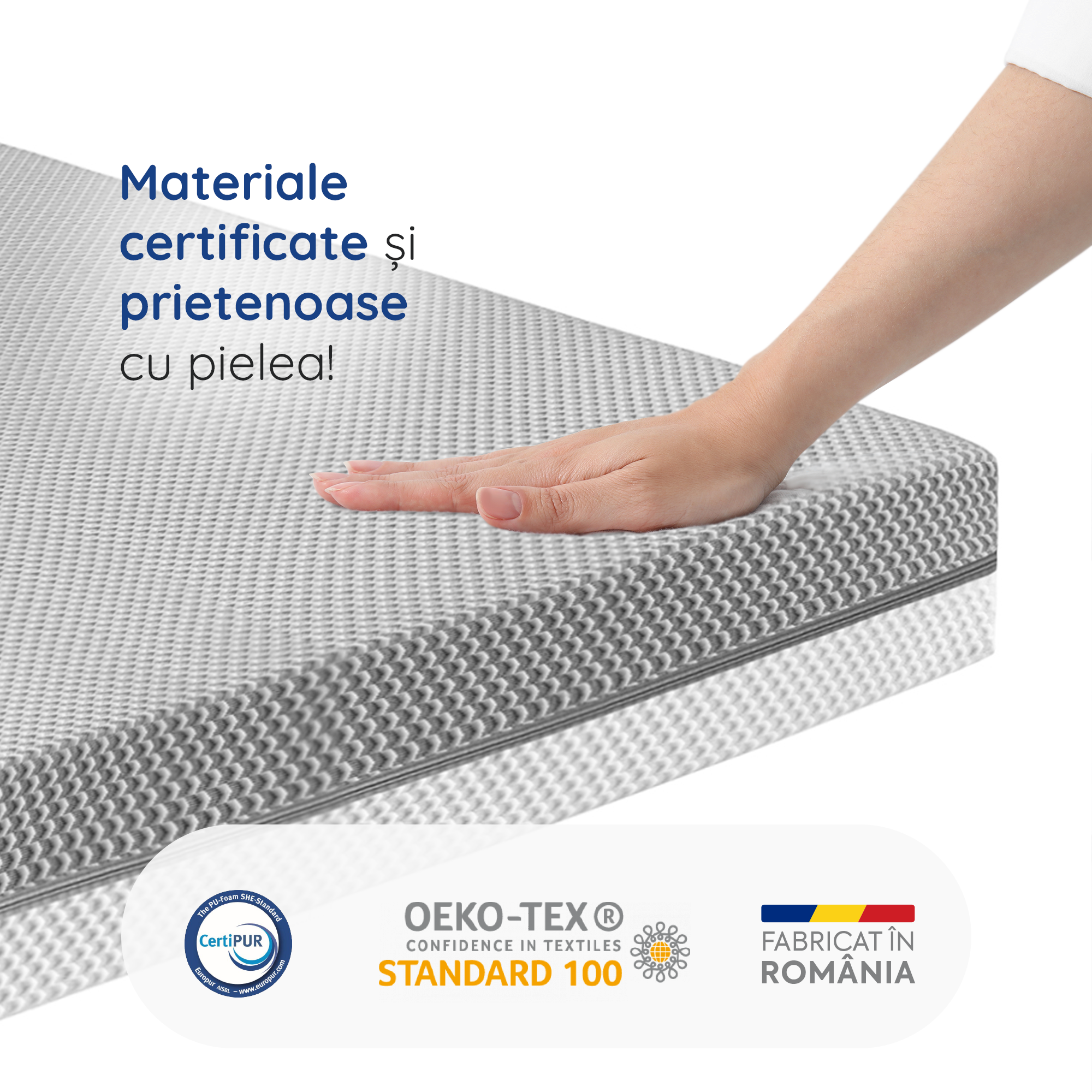 Saltea Ideal Sleep PERFECT COMFORT 4 in 1, spumă poliuretanica de susținere, spumă High Resilience, spumă cu memorie, husă detașabilă și lavabilă, superortopedică, Grosime 22 cm