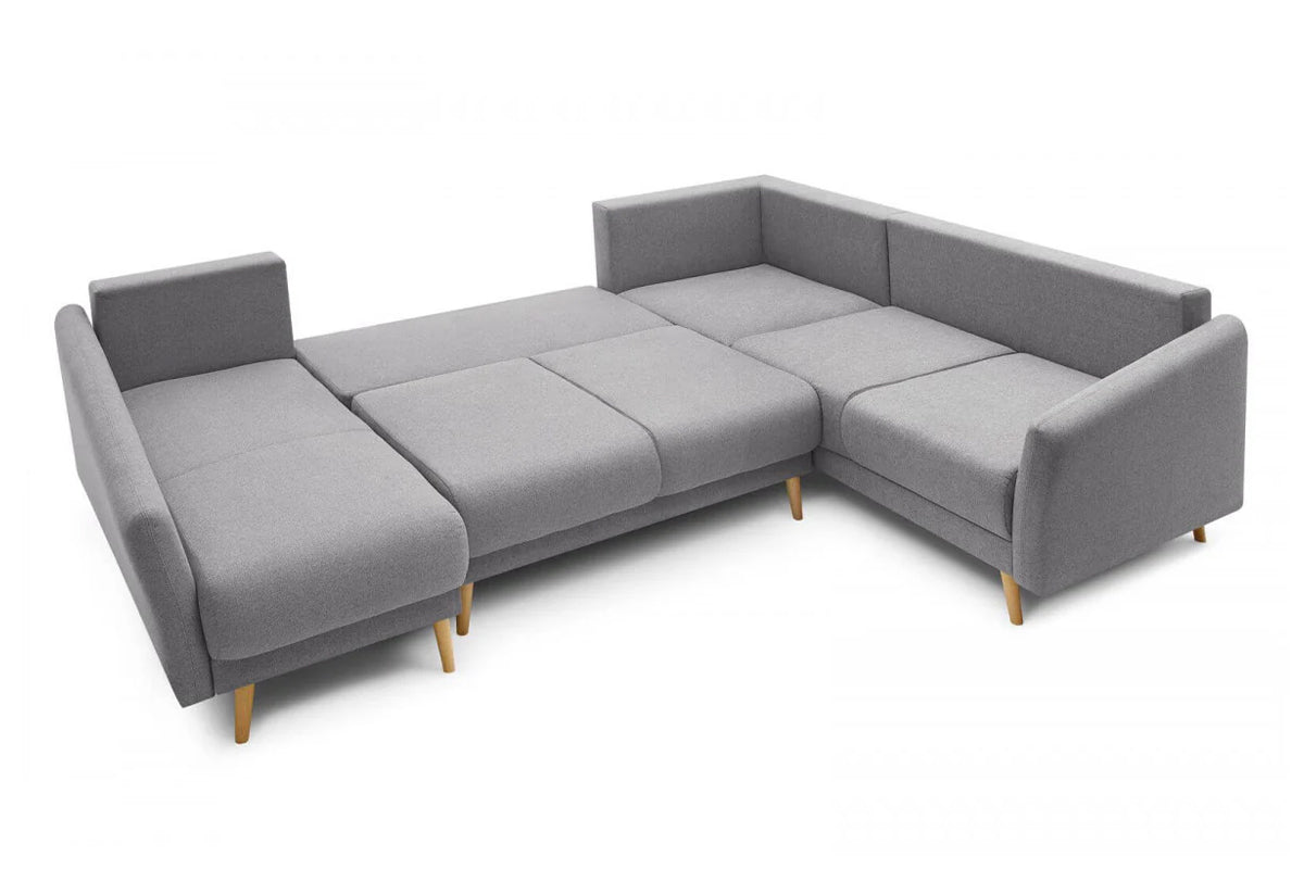 Colțar Panoramic Extensibil JULIET, cu ladă de depozitare, variante stânga/dreapta, 316x246x95 cm - Prestigehome.ro - Canapea - Prestige #color_Gri-Deschis-Como