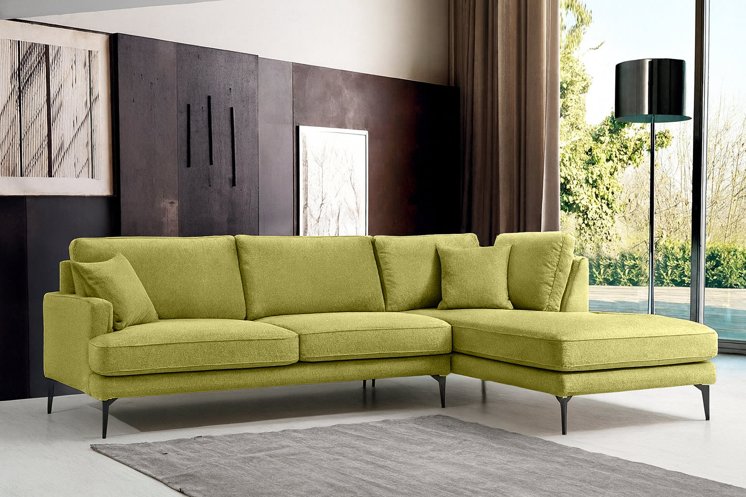 Colțar Fix AZURRO, cu ladă de depozitare, 280x90/180x85 cm - Prestigehome.ro - Colțar - Prestige #color_Verde-Olive-Mystery