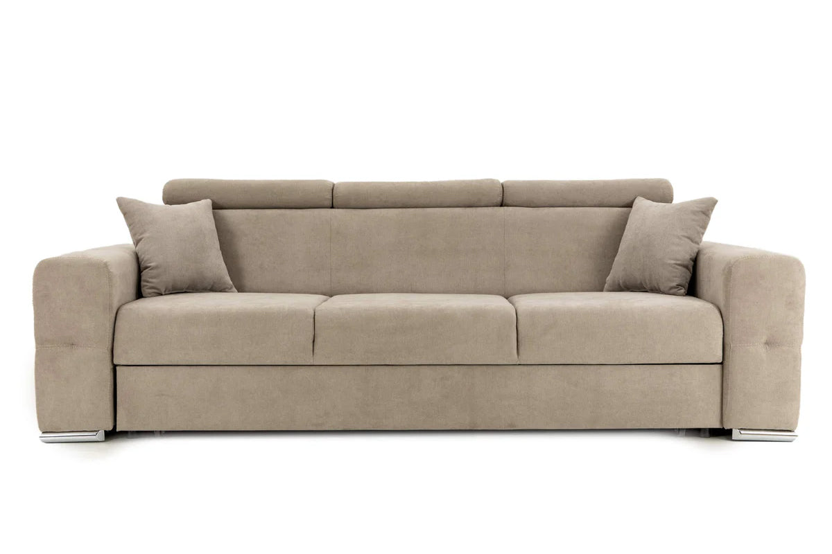 Canapea Extensibila 3 locuri BELLAGIO, cu tetiere, 235x95x85 cm - Prestigehome.ro - Canapea 3 Locuri - Prestige - #color_bej-enjoy