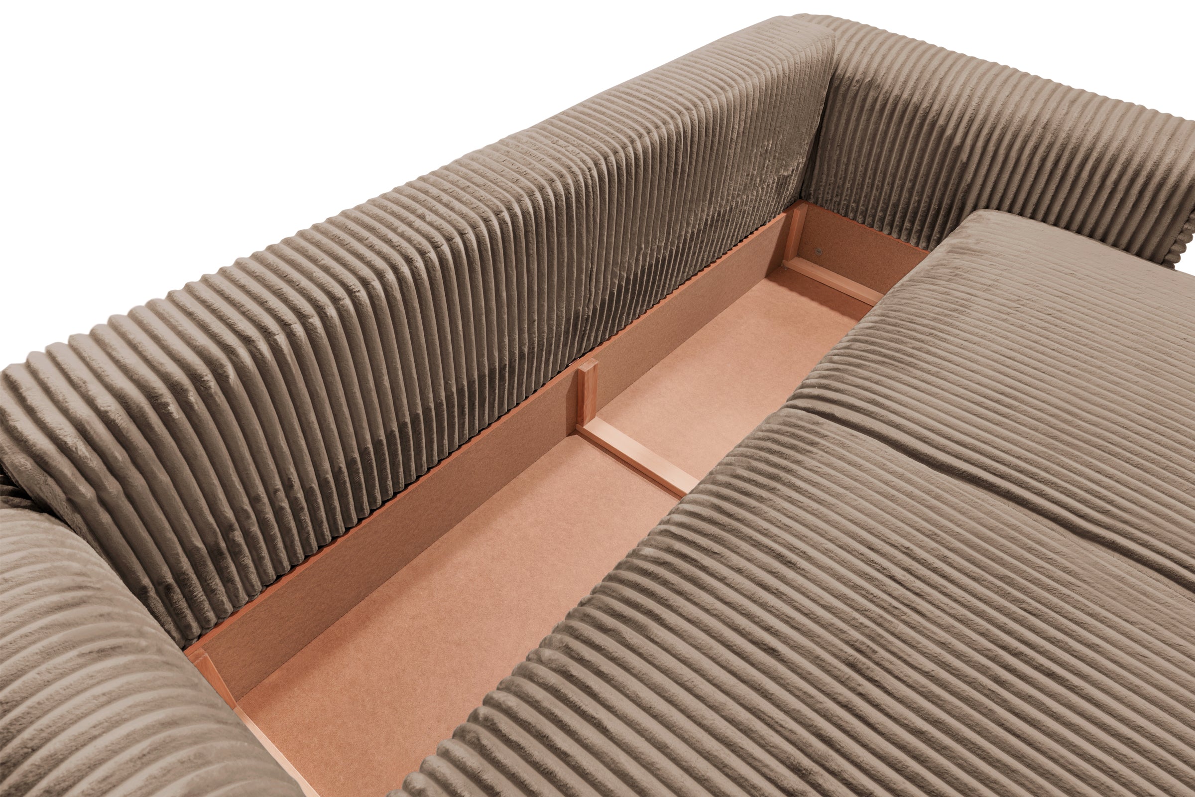 Canapea Extensibilă 3 locuri FELLINI, cu ladă depozitare, 243x108x90 cm, #color_Bej-Tilia