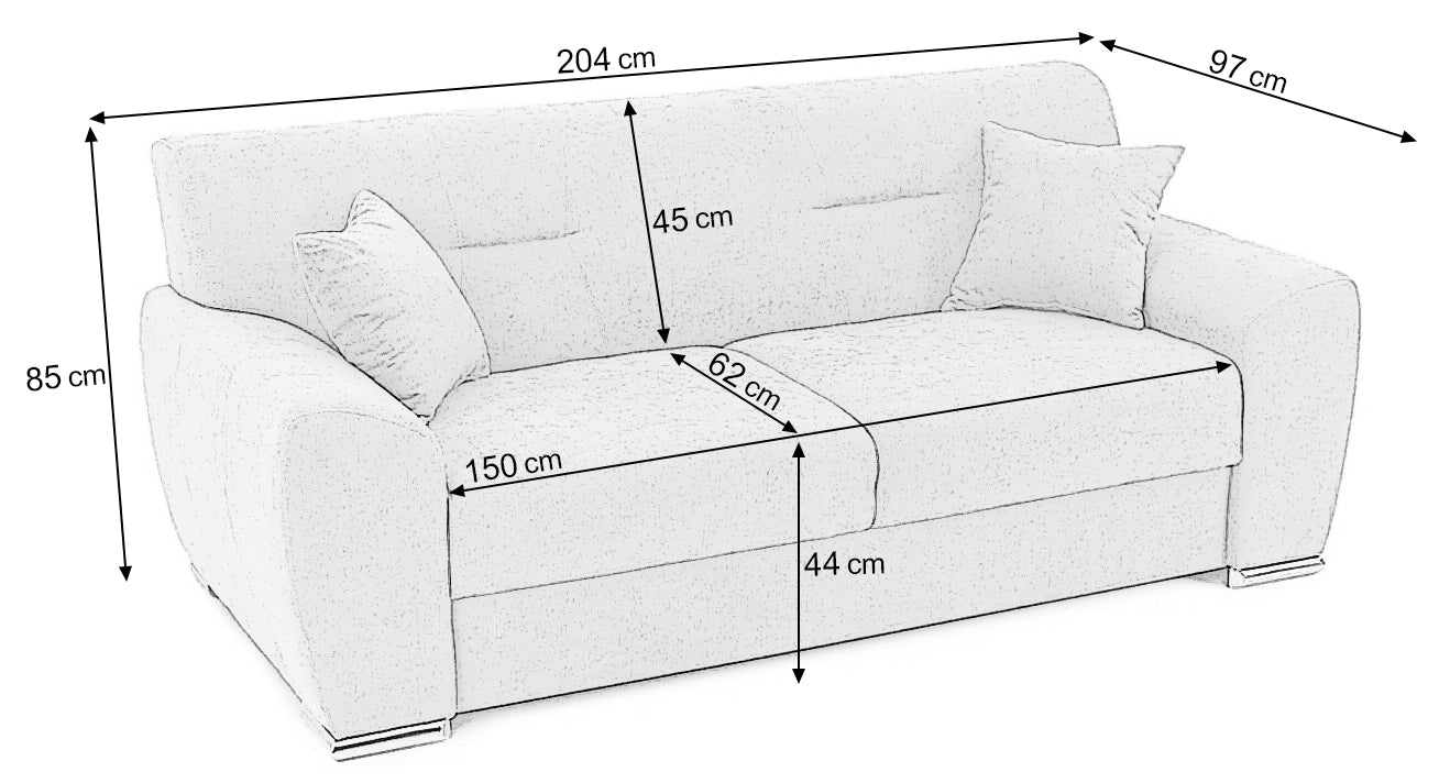 Canapea Fixă 2 locuri ASTORIA, 204x97x85 cm, grej - Outlet