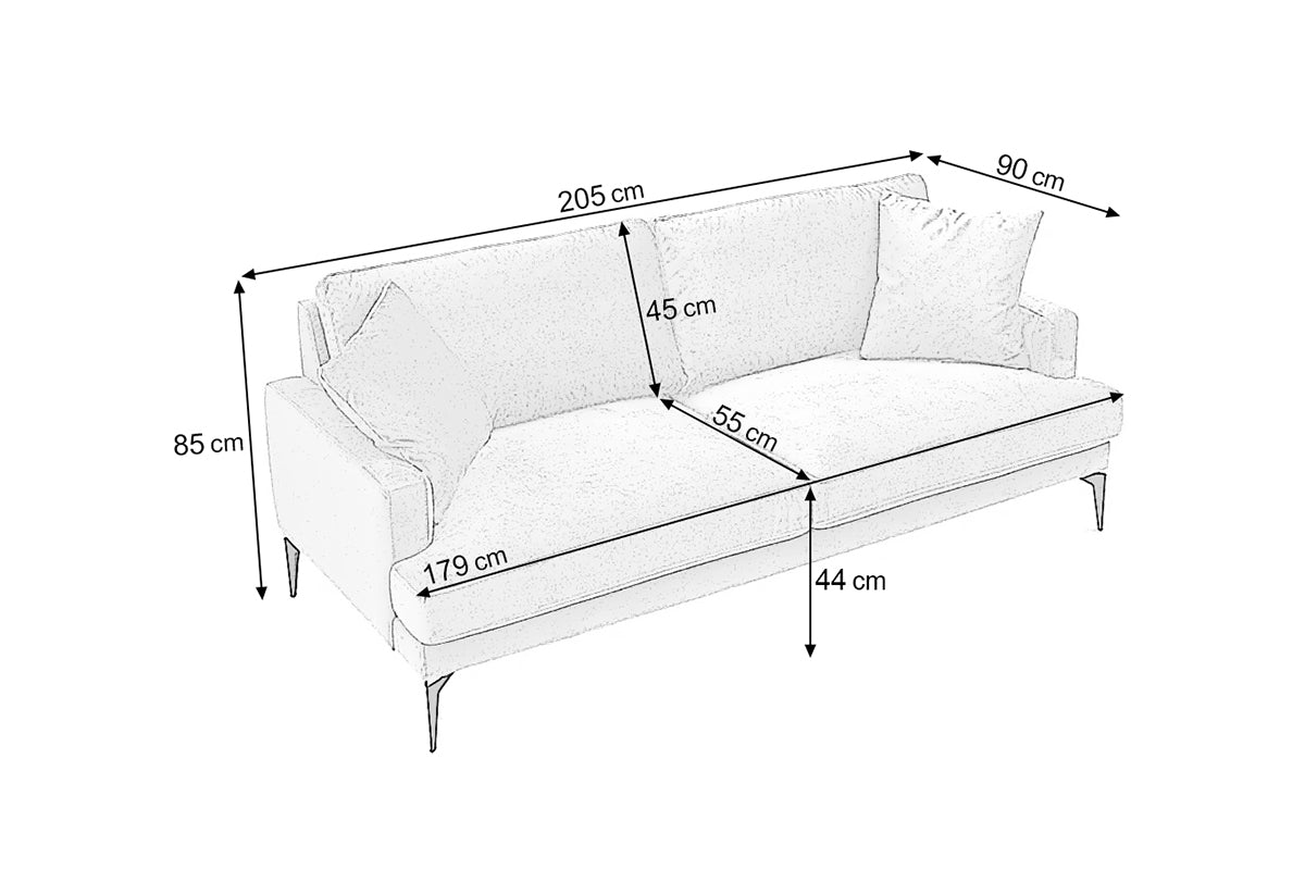 Canapea Fixă AZURRO, 3 locuri, 205x90x85 cm