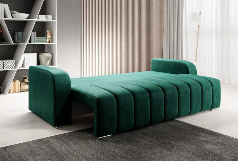 Canapea Extensibila 3 locuri Diego, cu lada de depozitare, 230x92x90 cm - Prestigehome.ro - Canapea - Prestige - #color_velutto-verde