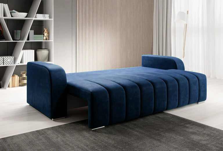 Canapea Extensibila 3 locuri Diego, cu lada de depozitare, 230x92x90 cm - Prestigehome.ro - Canapea - Prestige - #color_velutto-albastru