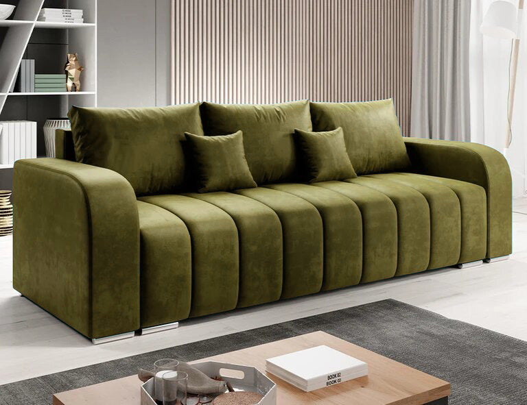 Canapea Extensibila 3 locuri Diego, cu lada de depozitare, 230x92x90 cm - Prestigehome.ro - Canapea - Prestige - #color_velutto-masliniu