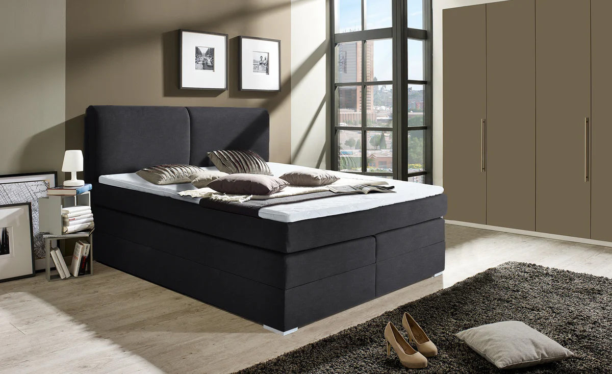 Pat Tapitat Charlotte, cu lada de depozitare, Gri, Prestigehome.ro, Prestige, #Color_gri-inchis-enjoy