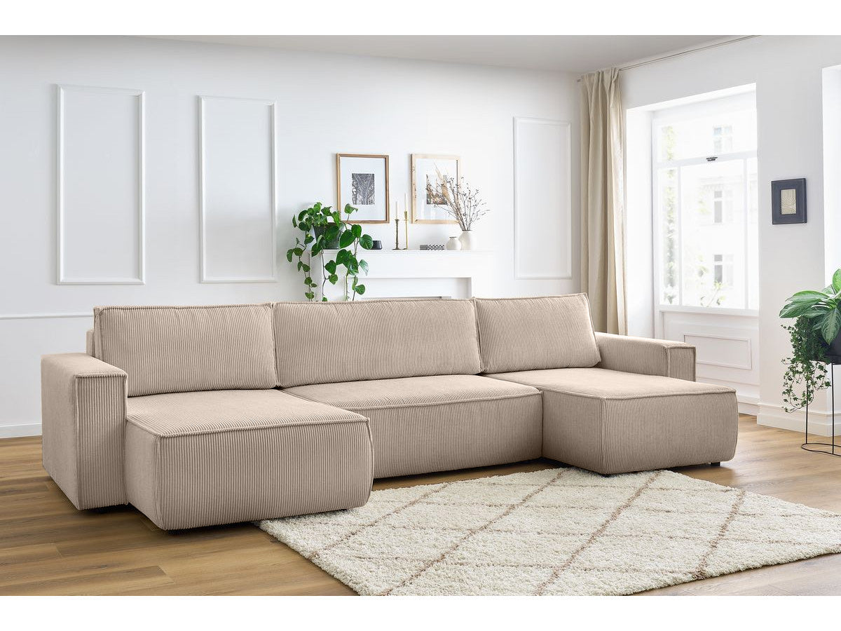 Colțar in formă de U Extensibil CLOUD, cu ladă de depozitare, 384x148x88cm - Prestigehome.ro - Coltar - Prestige - #color_Bej-Zoom